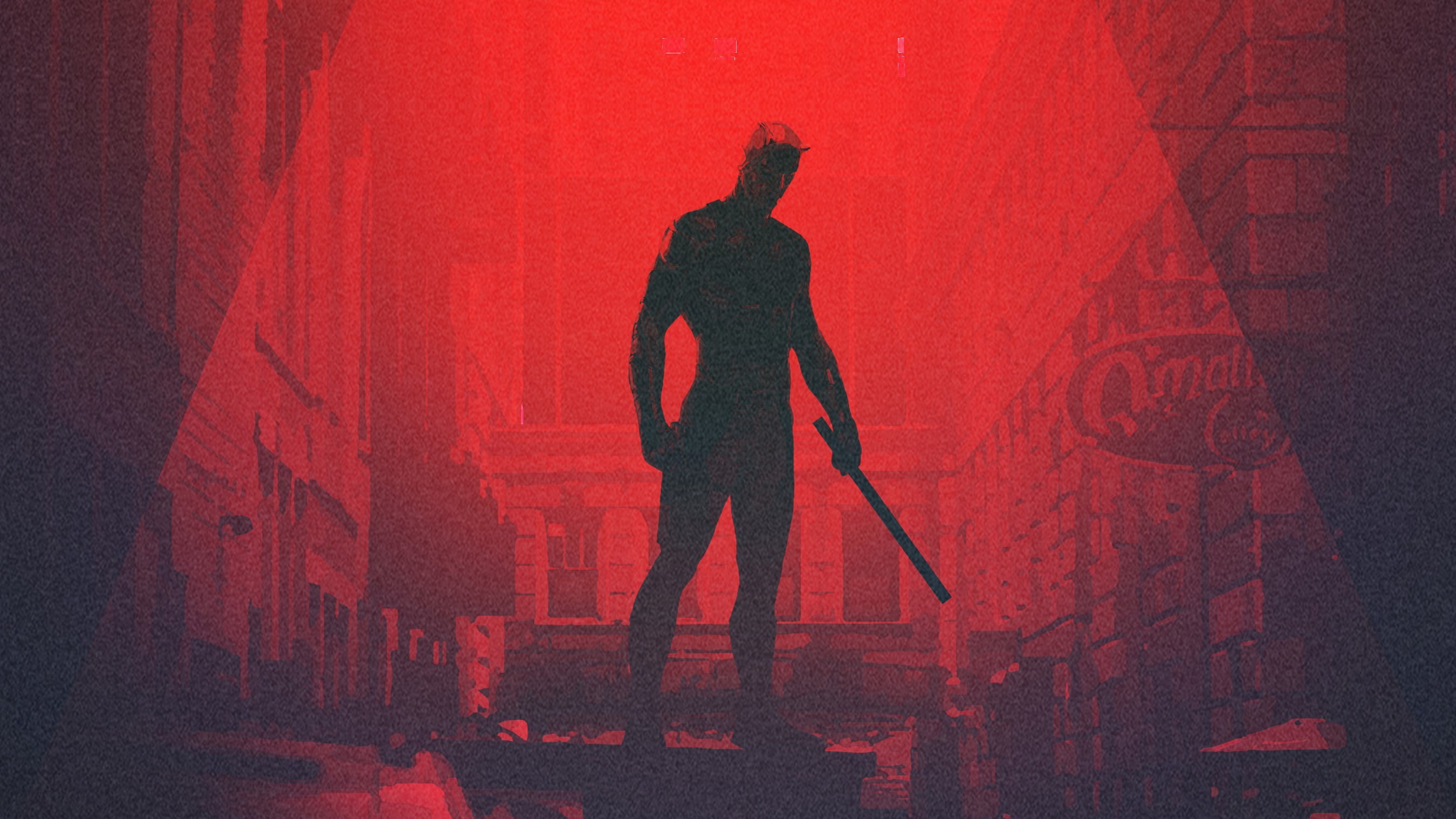 tv shows, shadow, deviantart, adult, daredevil, standing, full length, music, 2K, aggression, musician, minimalism, artist, hd, singer, silhouette, focus on shadow, HD Wallpaper