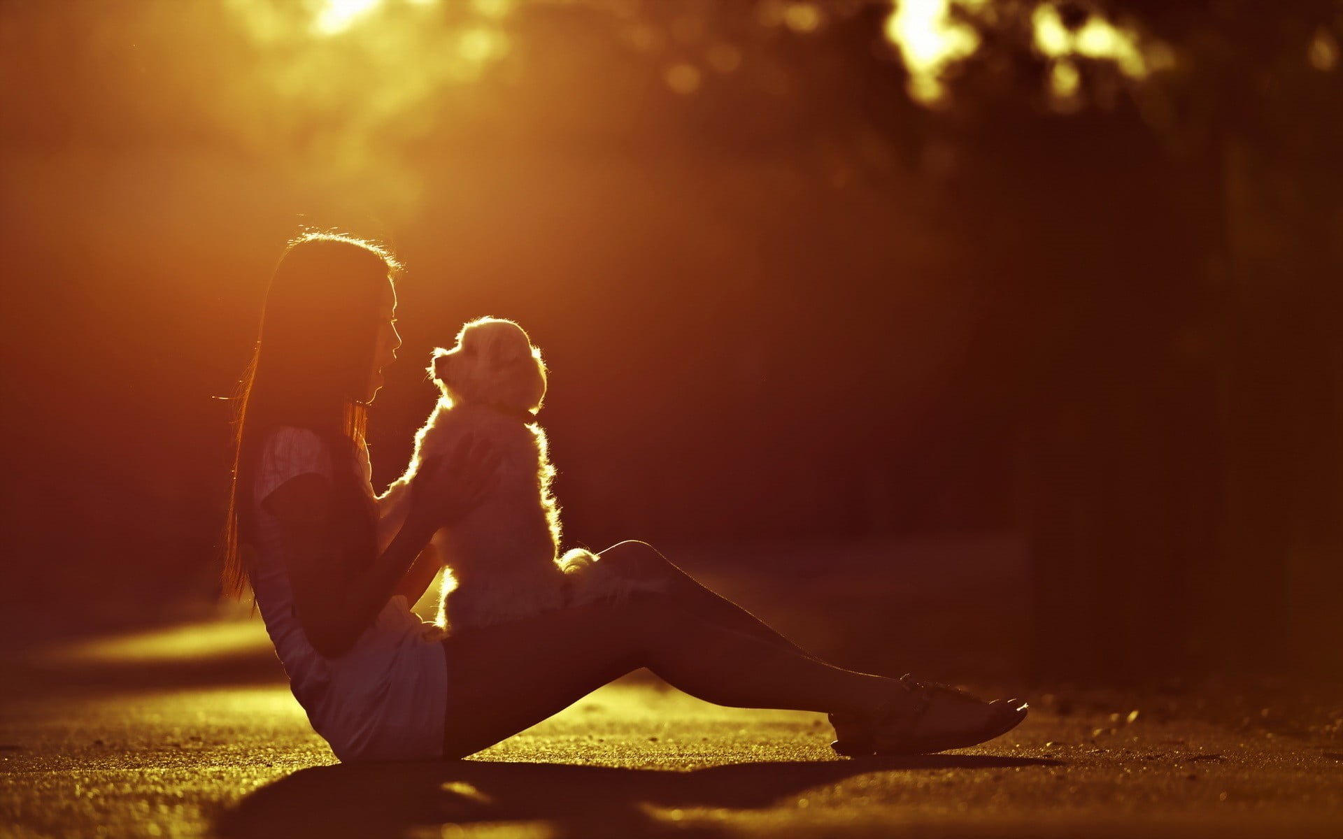 jordan, brunette, black, dog, sunset, sunlight, young adult, positive emotion, people, adult, women, togetherness, happiness, heterosexual couple, 1080P, HD Wallpaper