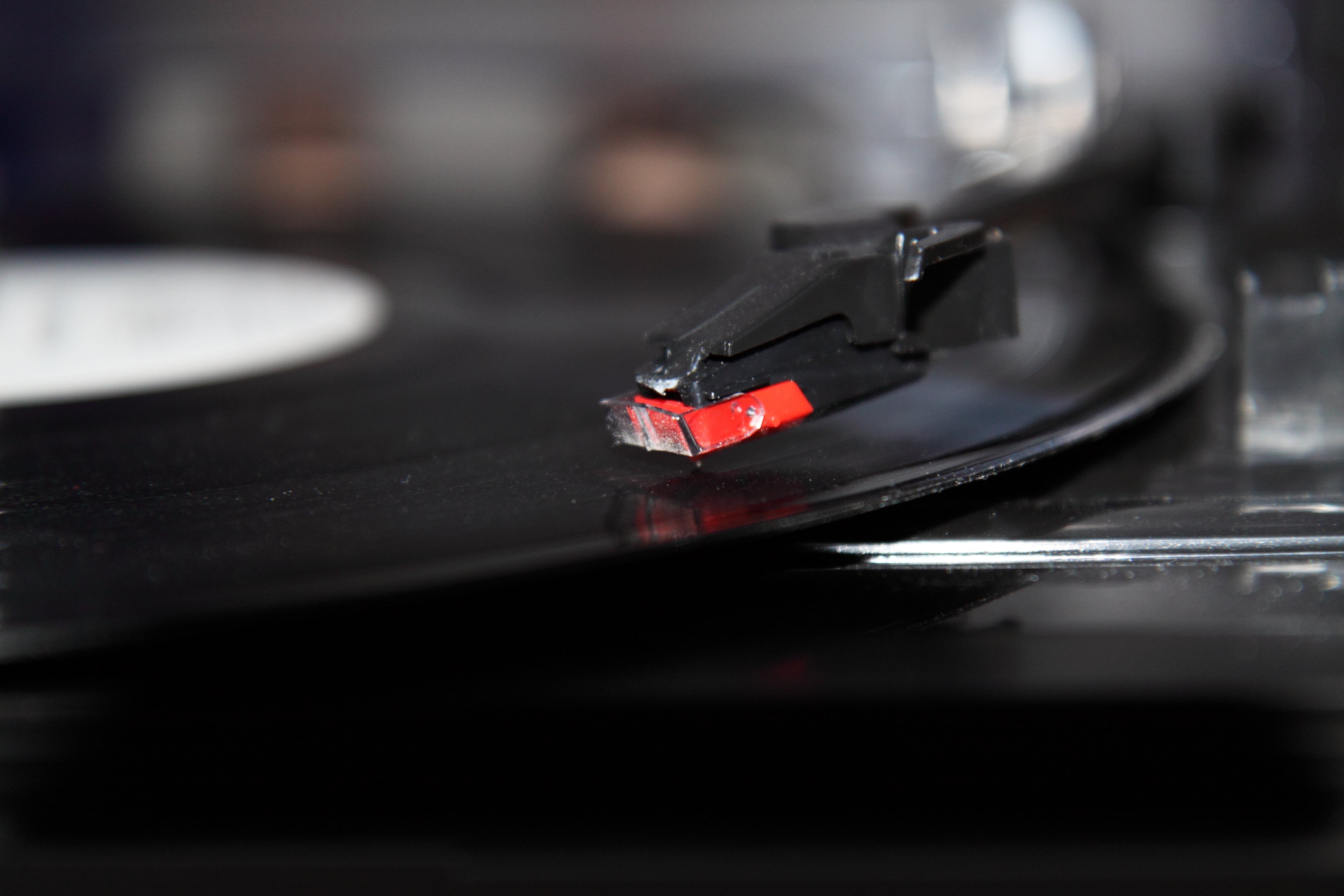 close-up, stereo, turntable, close, red, black color, mixing, play, musical instrument, audio, 4K, music, arm, no people, spinning, record, photo, gramophone, HD Wallpaper