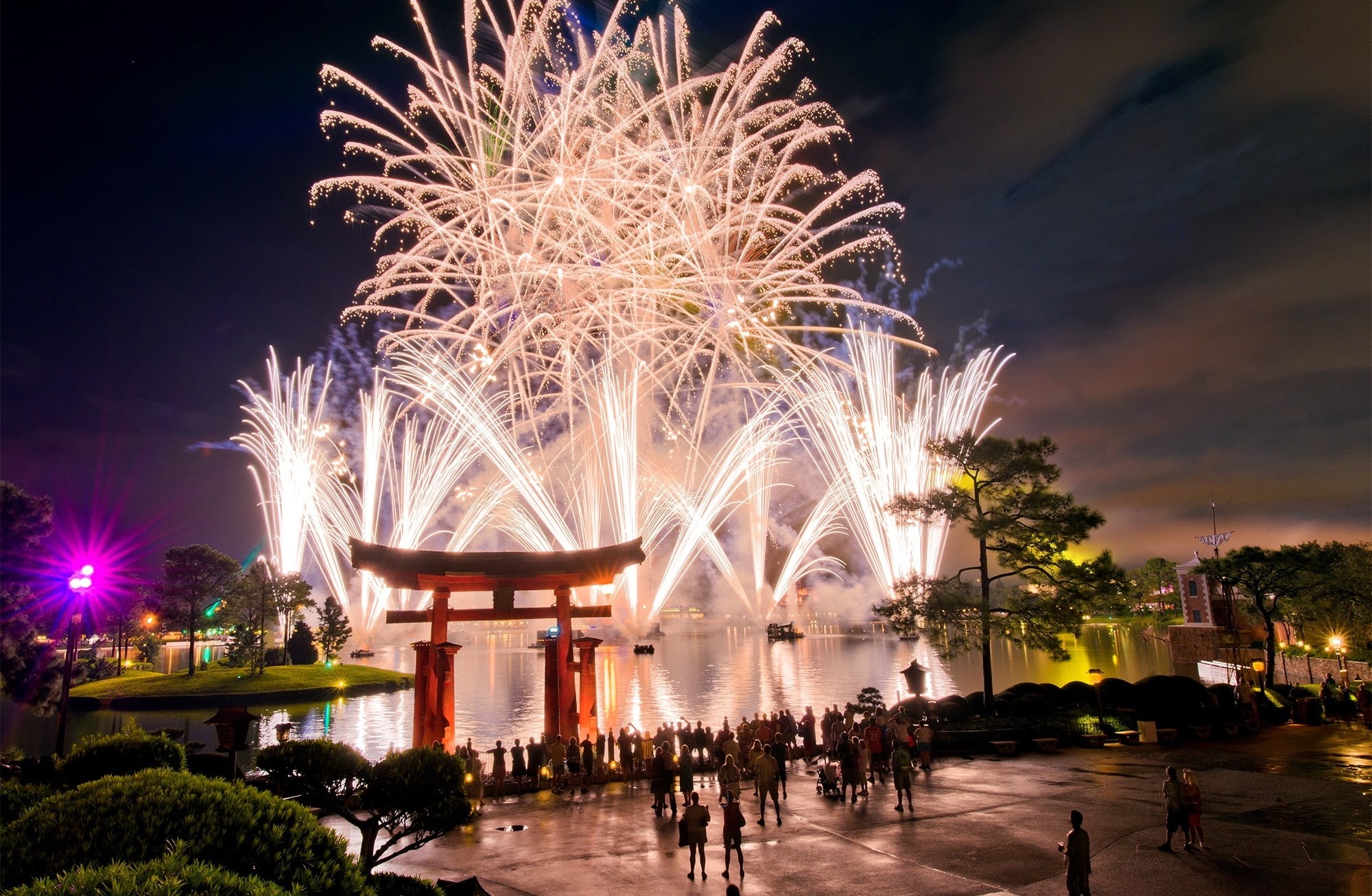 nature, architecture, Epcot, illuminated, walt, Party, Fireworks, firework display, city, arts culture and entertainment, New Year, celebration, water, HD Wallpaper