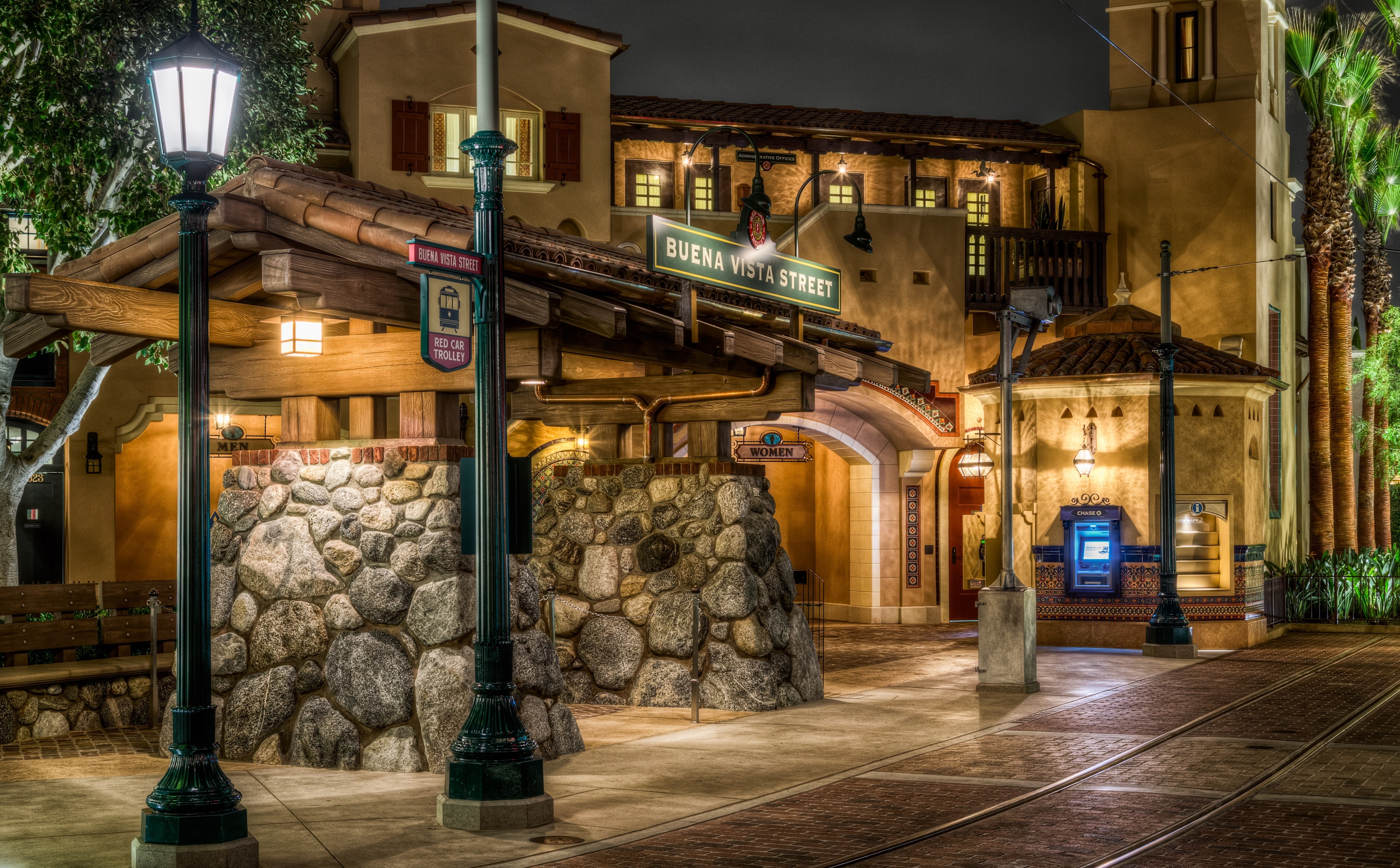 anaheimresort, 5dmark3, dusk, city, unitedstates, canon5dmarkiii, Mark, building, Stop, outdoors, Lights, architectural column, architecture, no people, HD Wallpaper
