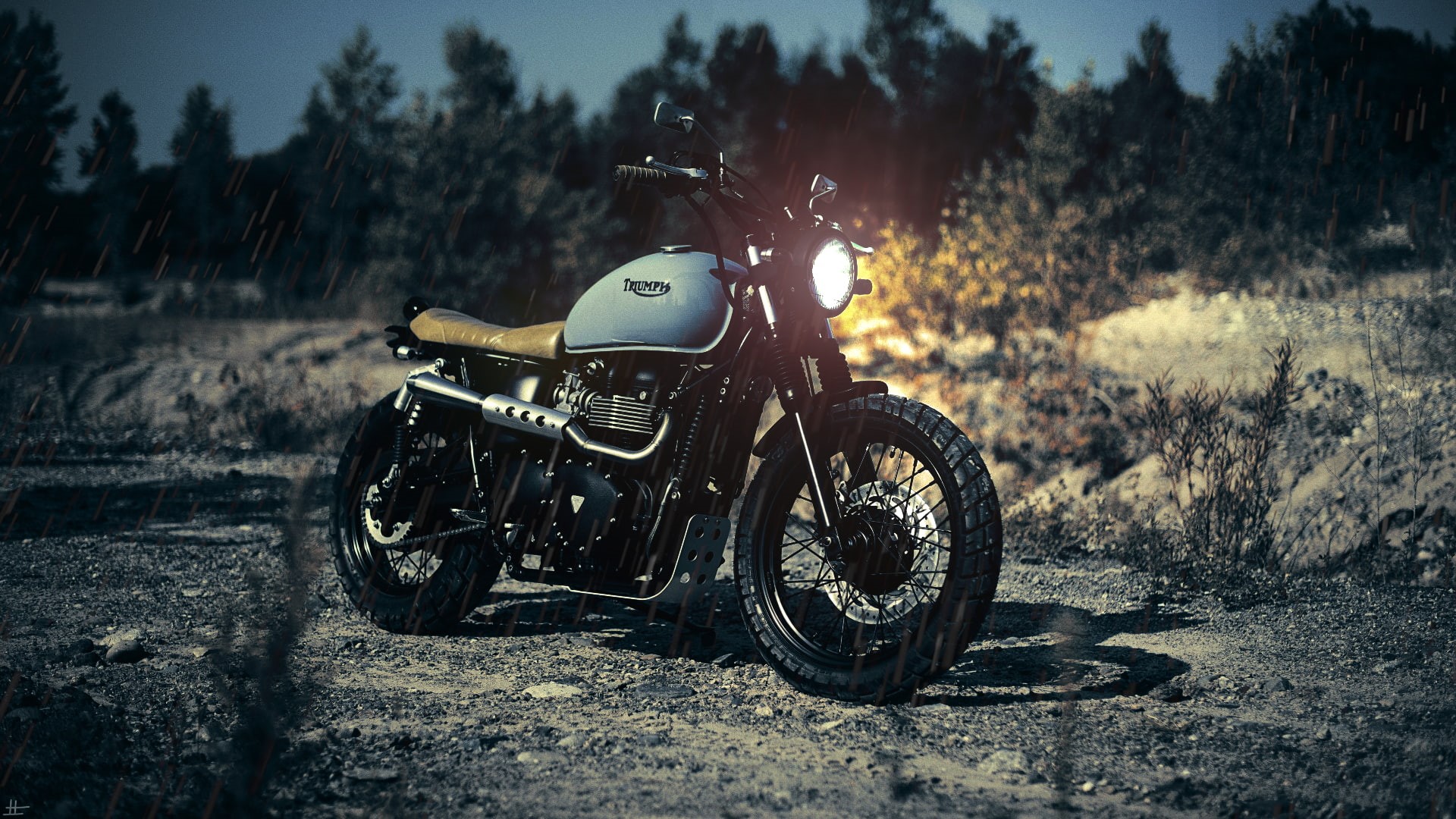 land, extreme sports, Triumph, helmet, nature, motorcycle, land vehicle, transportation, headwear, 1080P, motorcycle racing, mode of transportation, outdoors, HD Wallpaper