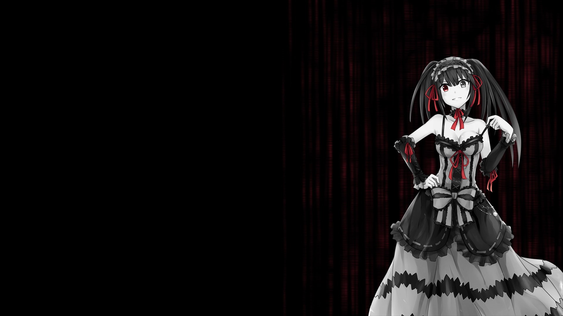 Tokisaki Kurumi, 1080P, anime, anime girls, Gothic, Date A Live, detached sleeves, HD Wallpaper