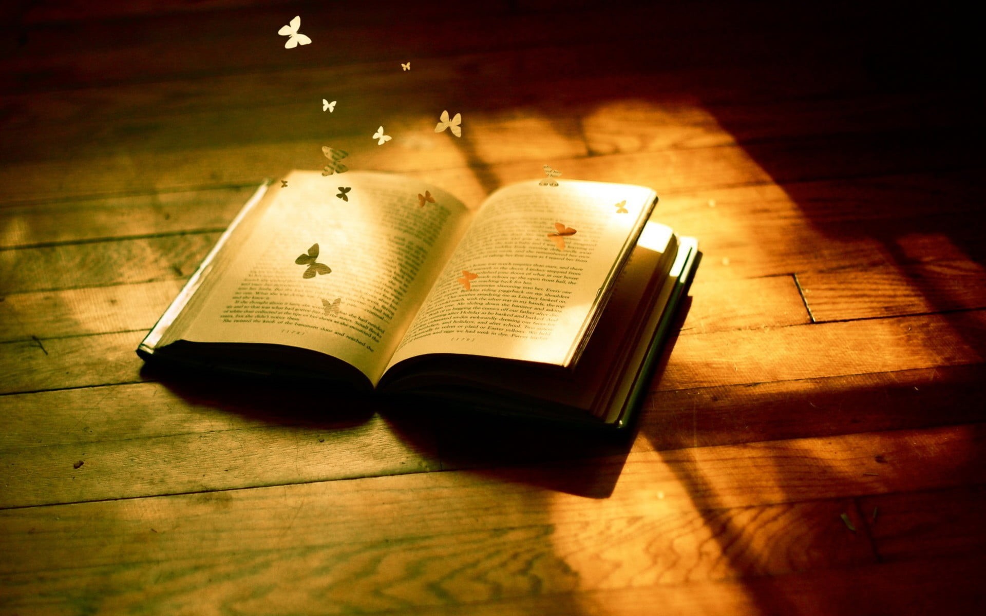 hardbound, beige, flooring, shadow, 1080P, publication, indoors, text, message, open, paper, education, wood - material, page, still life, hardwood floor, HD Wallpaper