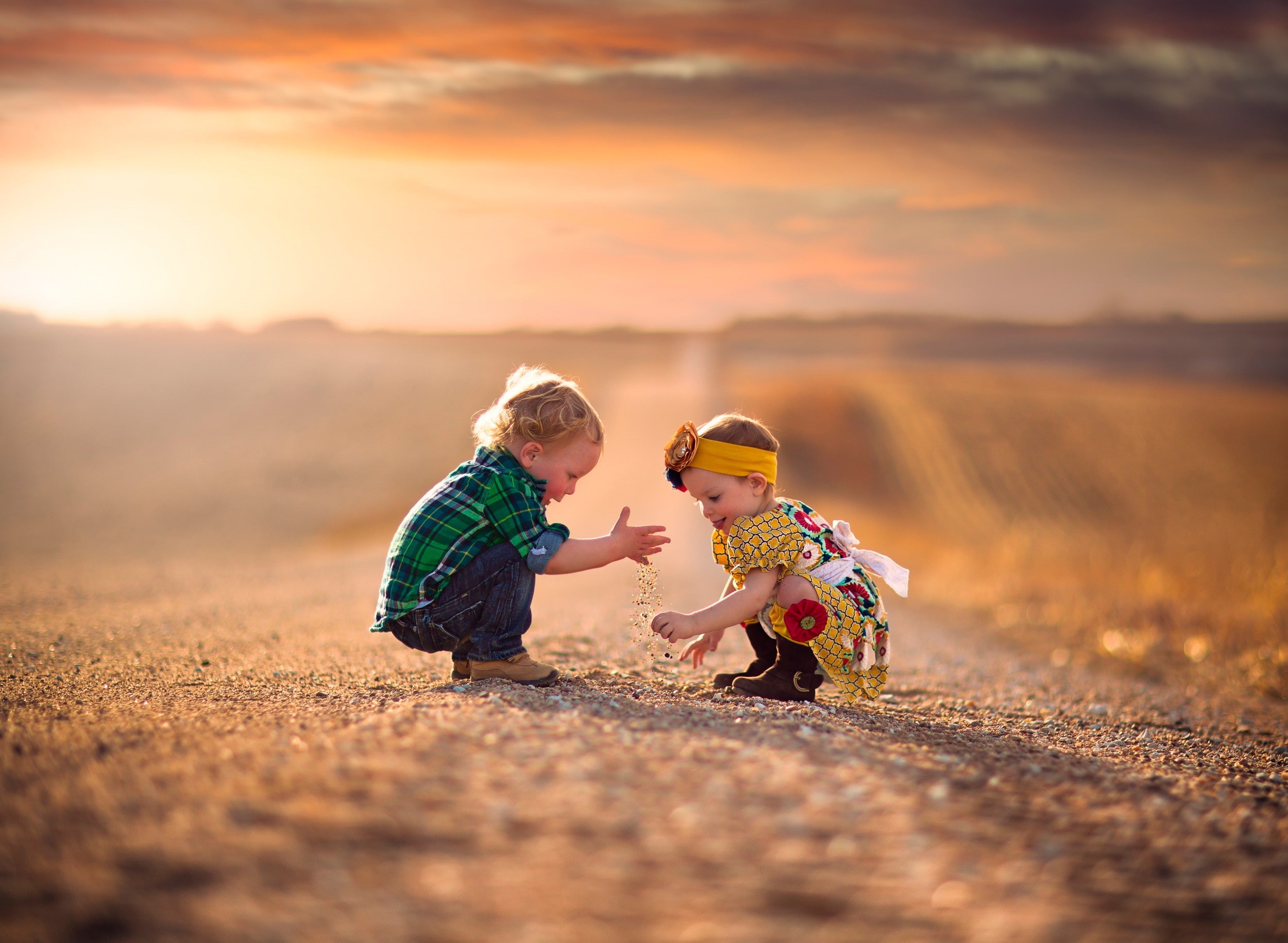 road, small, bokeh, boy, 1080P, smile, s, girl, HD Wallpaper
