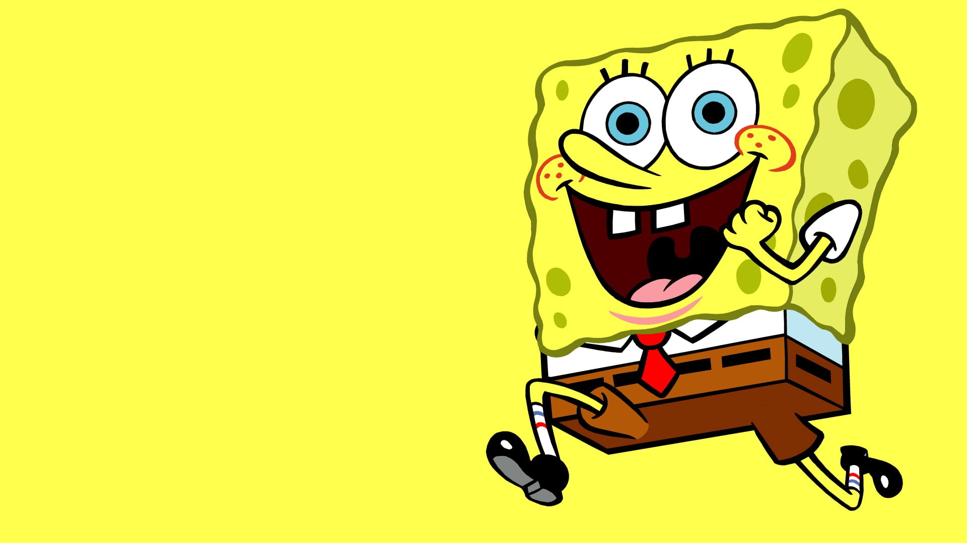 1080P, cartoon/comic, run, hd, squarepants, yellow, spongebob, HD Wallpaper