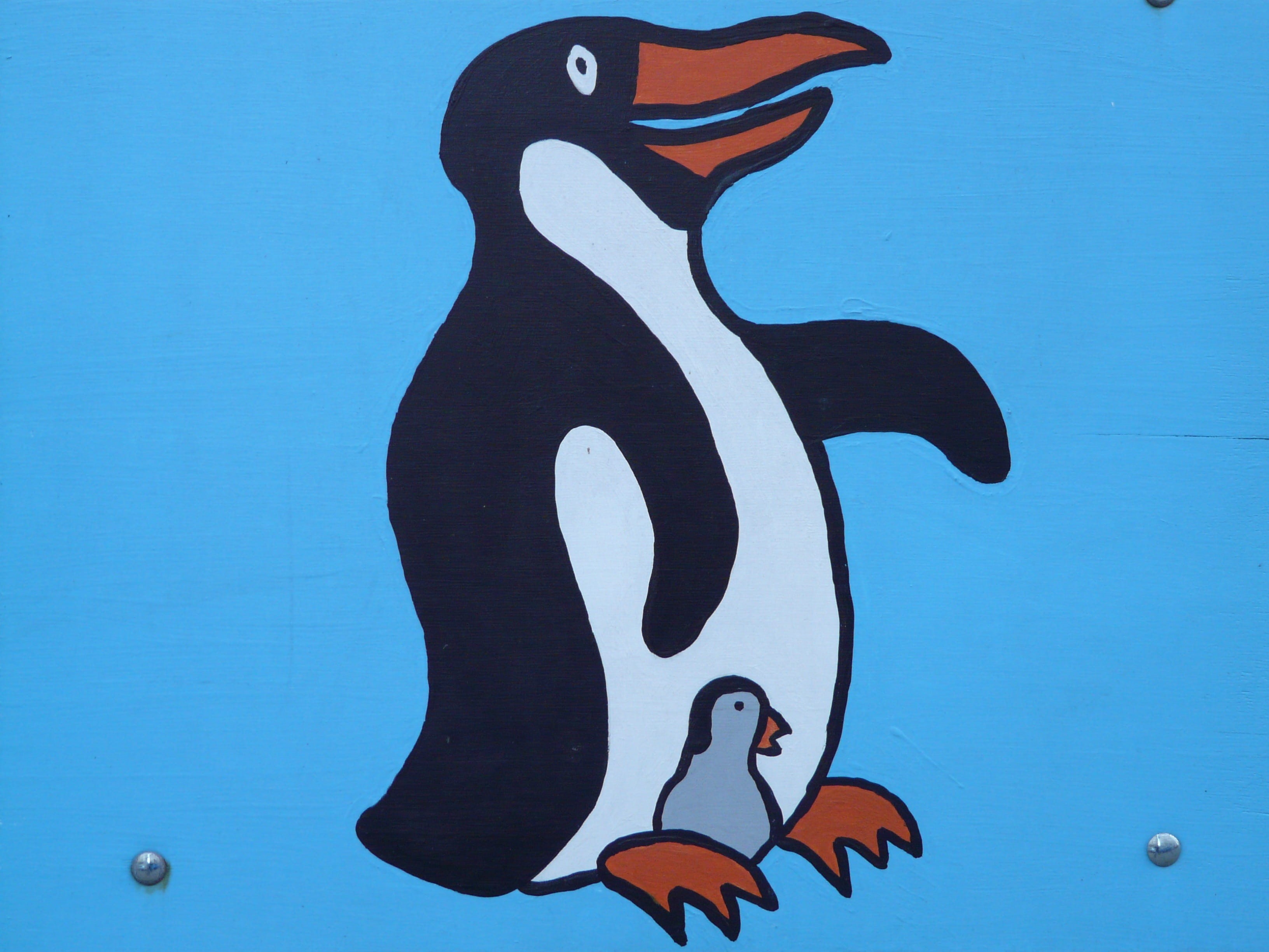 Paint, Image, bird, vertebrate, day, Penguin, illustration, animal representation, art and craft, drawing, Figure, design, 2K, craft, black, creativity, HD Wallpaper