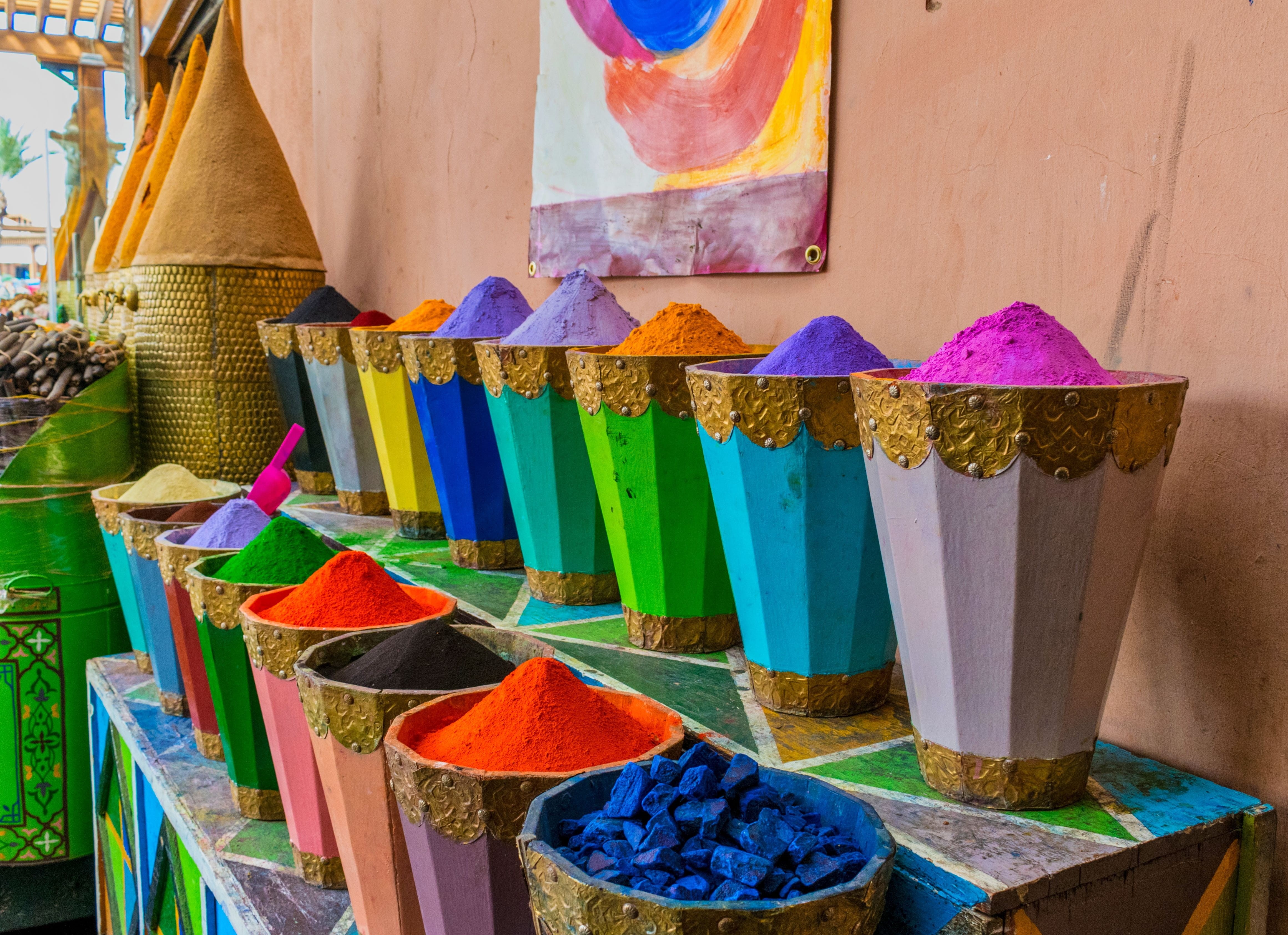 retail, creativity, sale, shopping, multi colored, for sale, store, turmeric, consumerism, still life, large group of objects, food, marrakesh, no people, HD Wallpaper