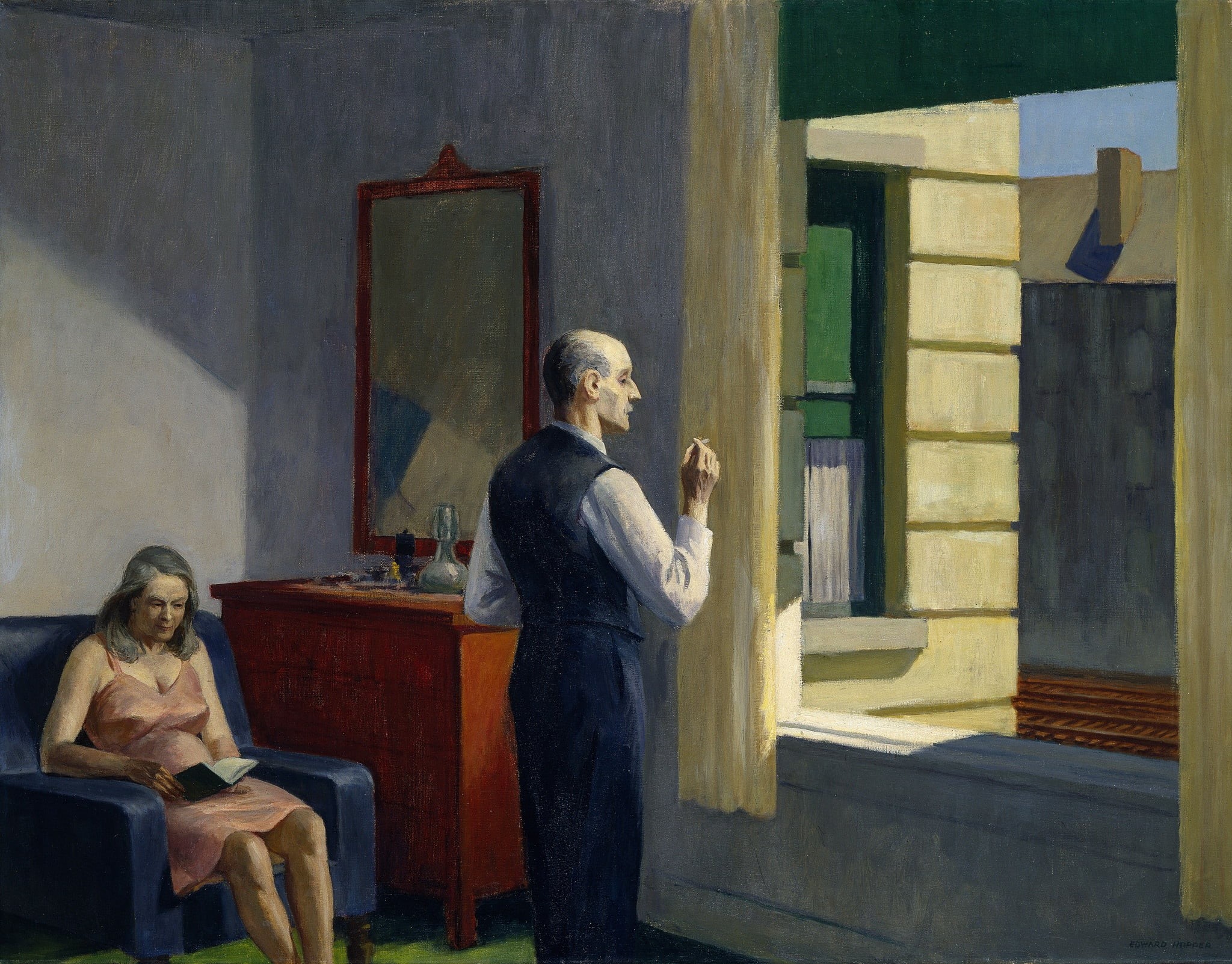 1952, Hotel By A Railroad, 1080P, Edward Hopper, HD Wallpaper
