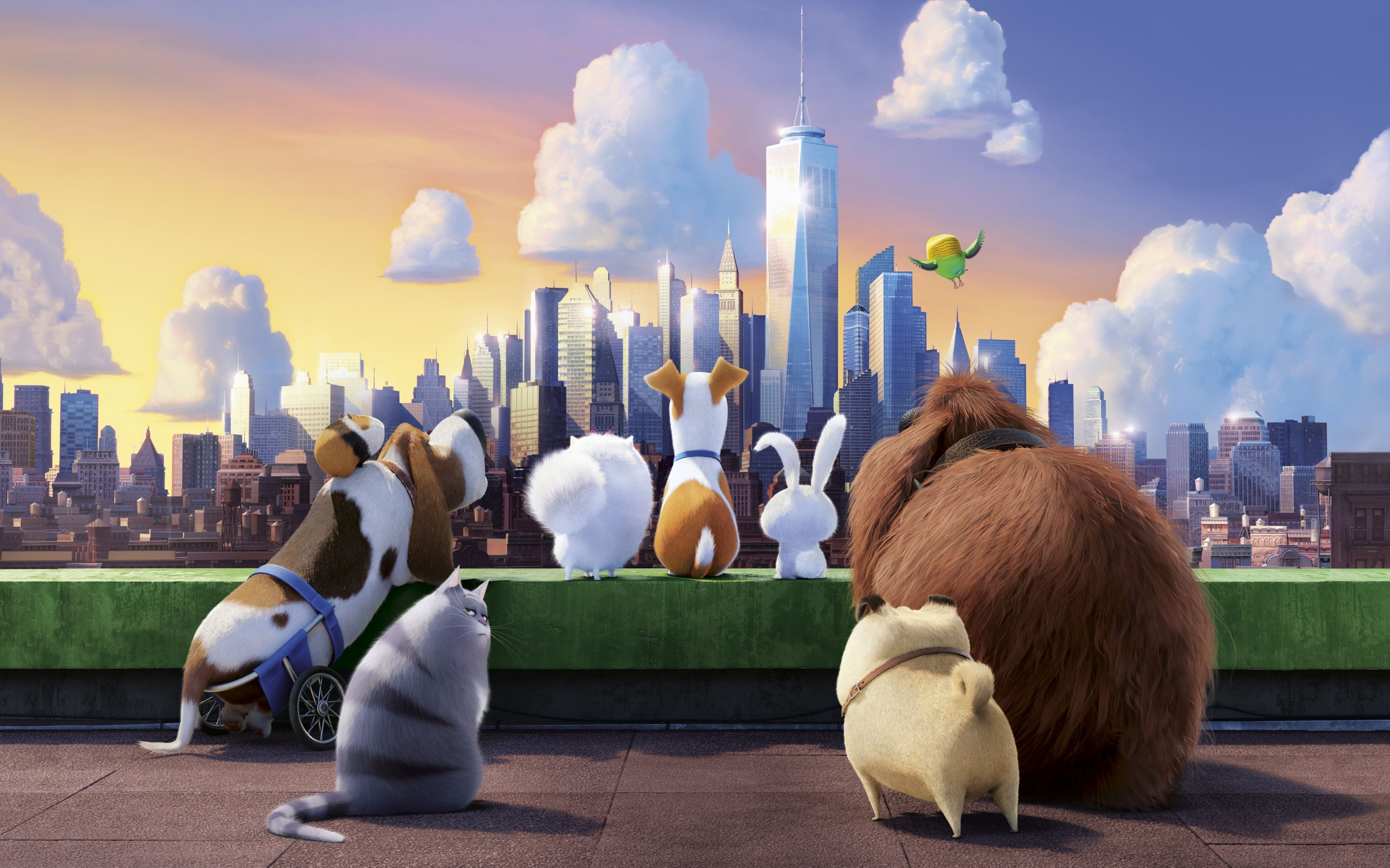 cloud - sky, animal themes, mammal, building, pets, movie, no people, Movies, nature, vertebrate, office building exterior, digital composite, landscape, HD Wallpaper