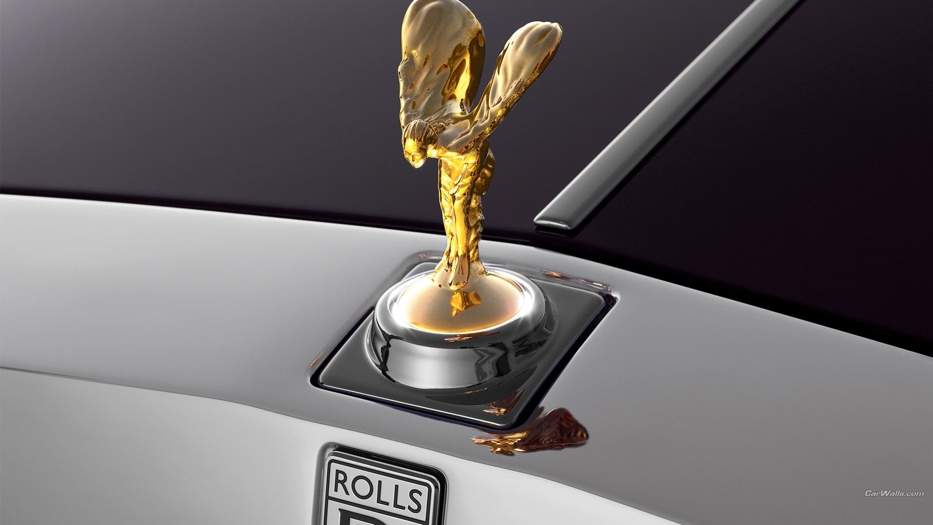 simplicity, Rolls-Royce Phantom, gray background, gold colored, nature, metal, no people, Spirit of Ecstasy, close-up, communication, text, 1080P, indoors, HD Wallpaper