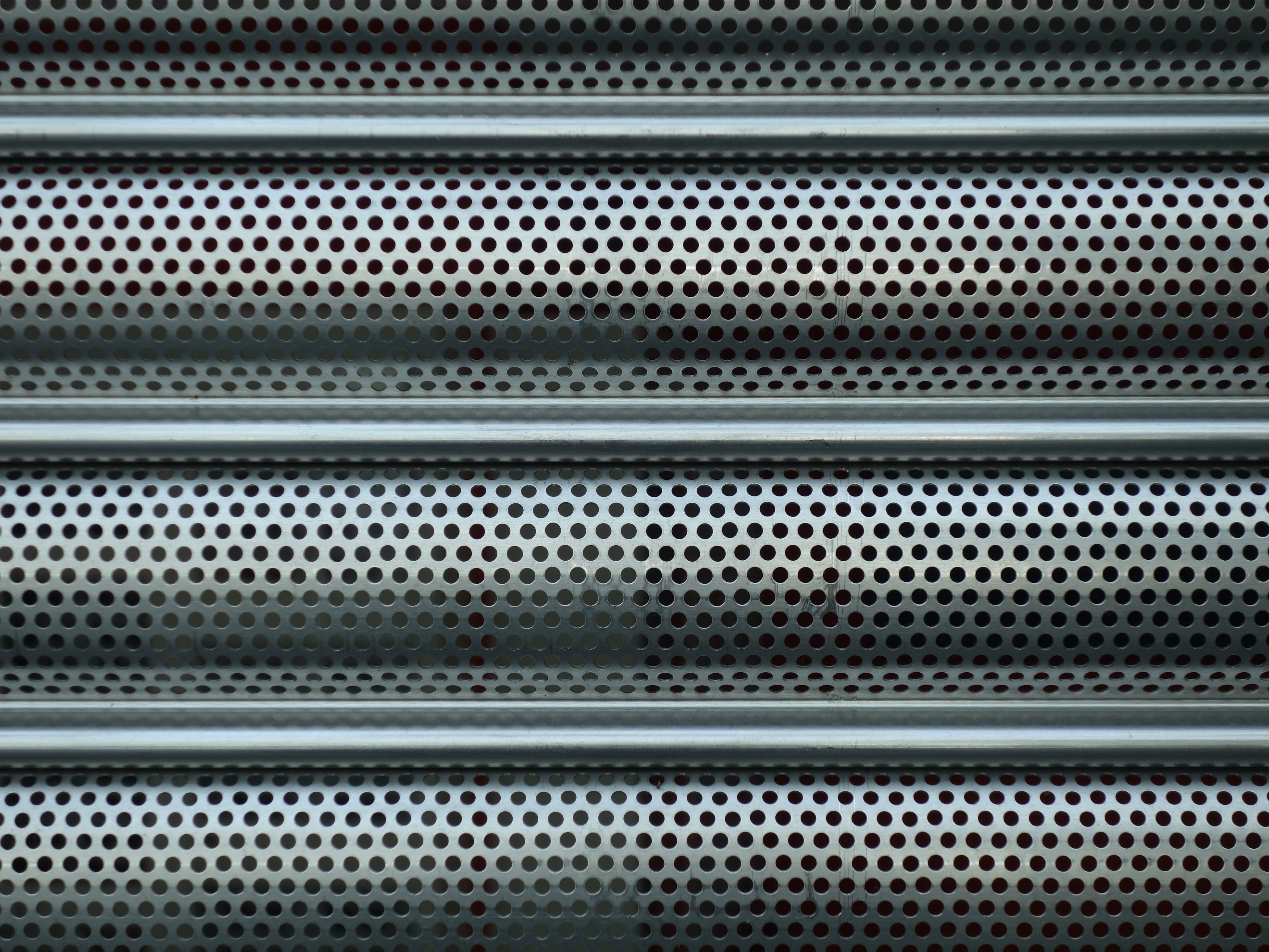 gray, protection, perforated sheet, hole, business, pattern, safety, sheet, no people, silver colored, technology, geometric shape, holes, textured, roller shutter, HD Wallpaper