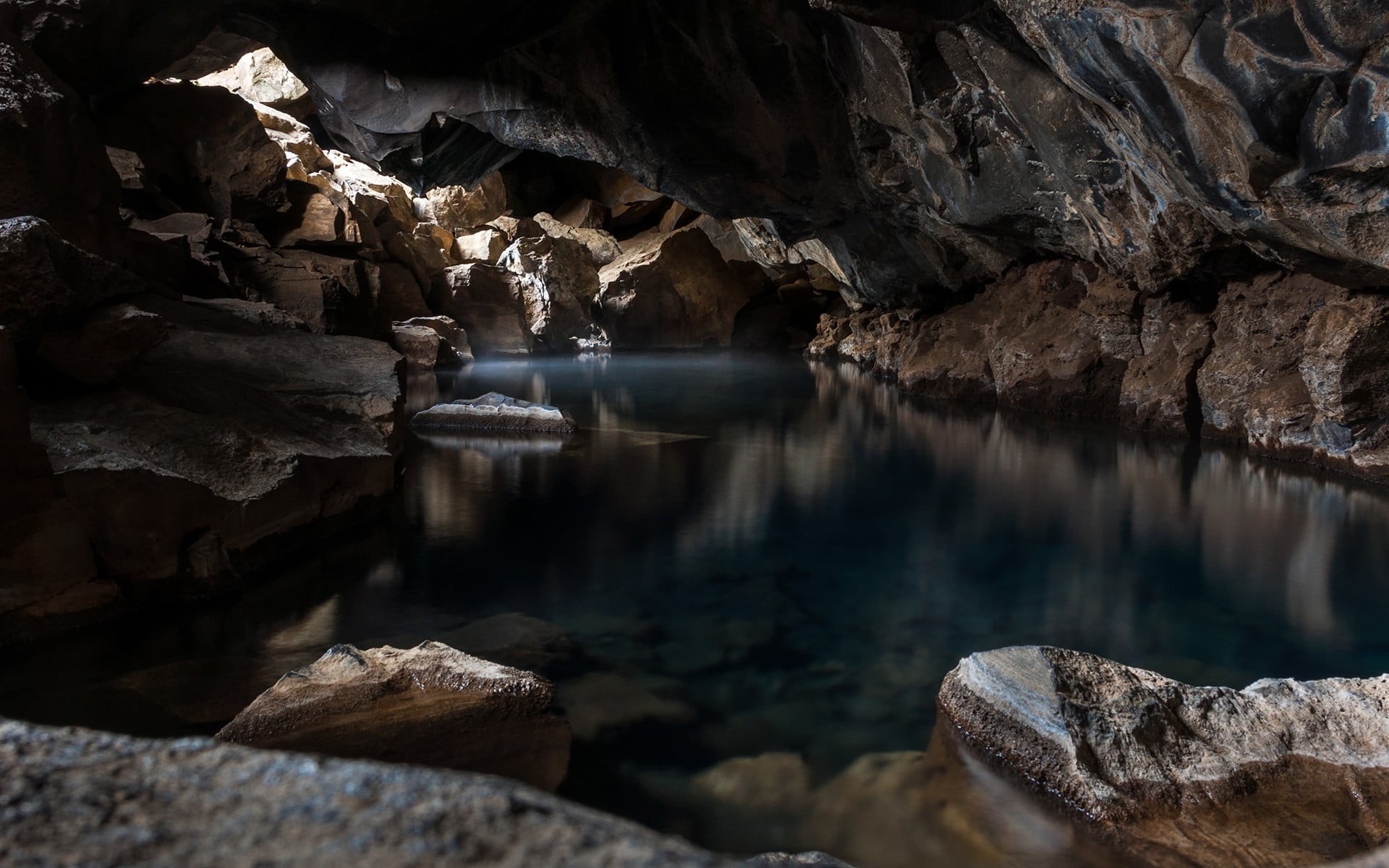 formation, day, nature, rock formation, cave, rock - object, tranquility, beauty in nature, outdoors, no people, geology, rock, tranquil scene, reflection, HD Wallpaper