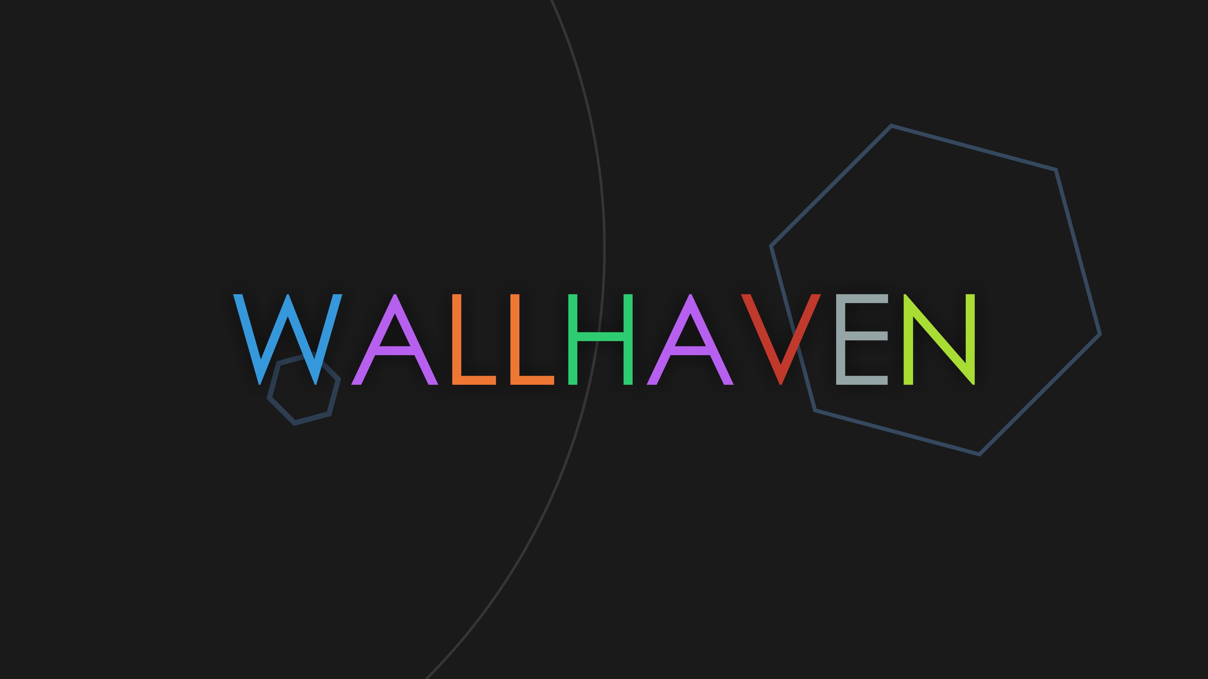 wallhaven, black background, 4K, text, hexagon, colorful, minimalism, HD Wallpaper