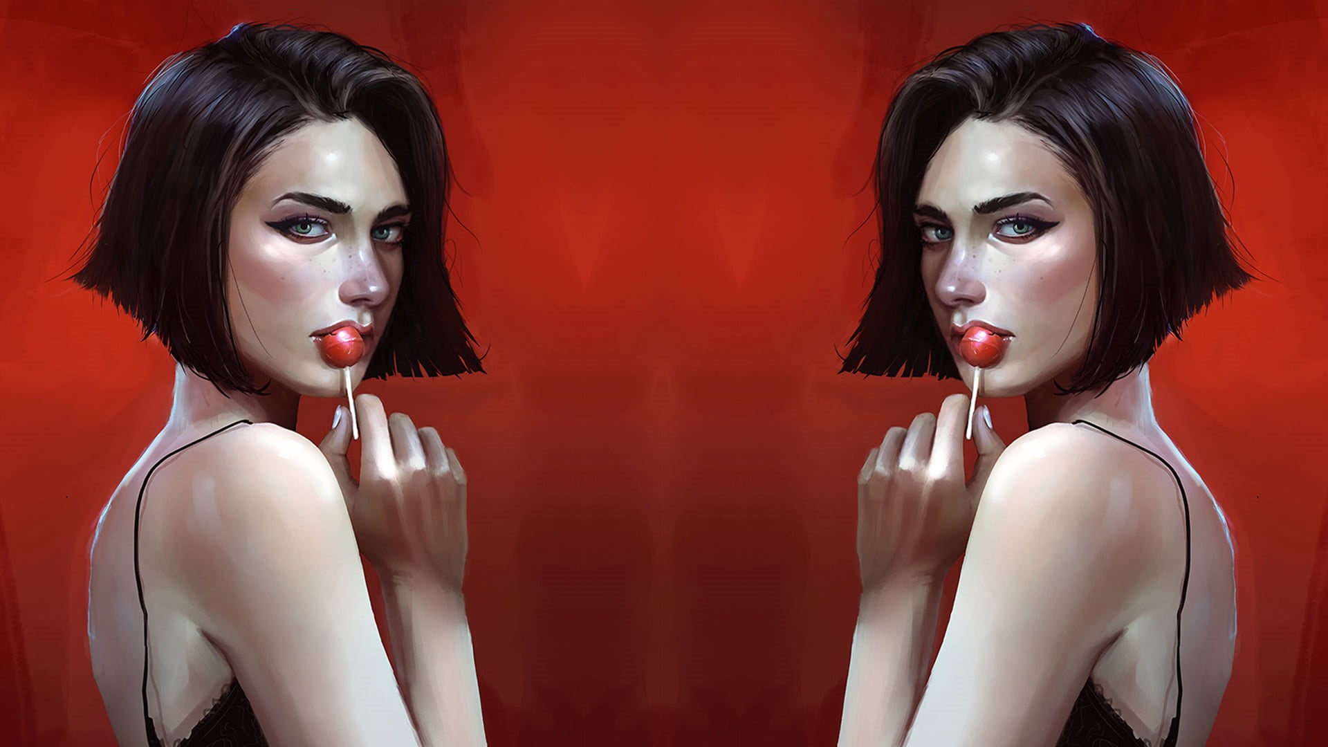 1080P, Girl Band, 00111 (Artist), artwork, wallhaven, 88 Girl, red, HD Wallpaper