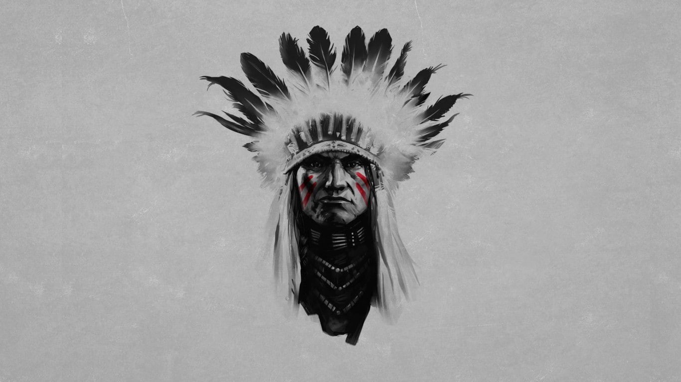  wall - building feature, one person, american, feather, native, portrait, clothing, headwear, simple background, white color, lifestyles, close-up, HD Wallpaper