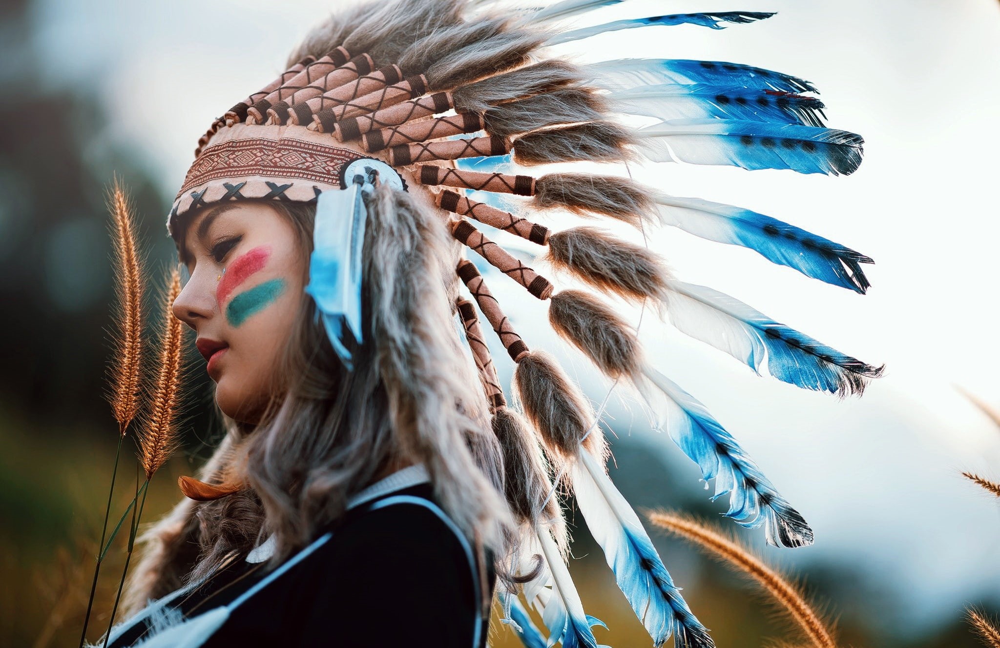 Girl, Women, 1080P, Native American, Feather, Woman, HD Wallpaper