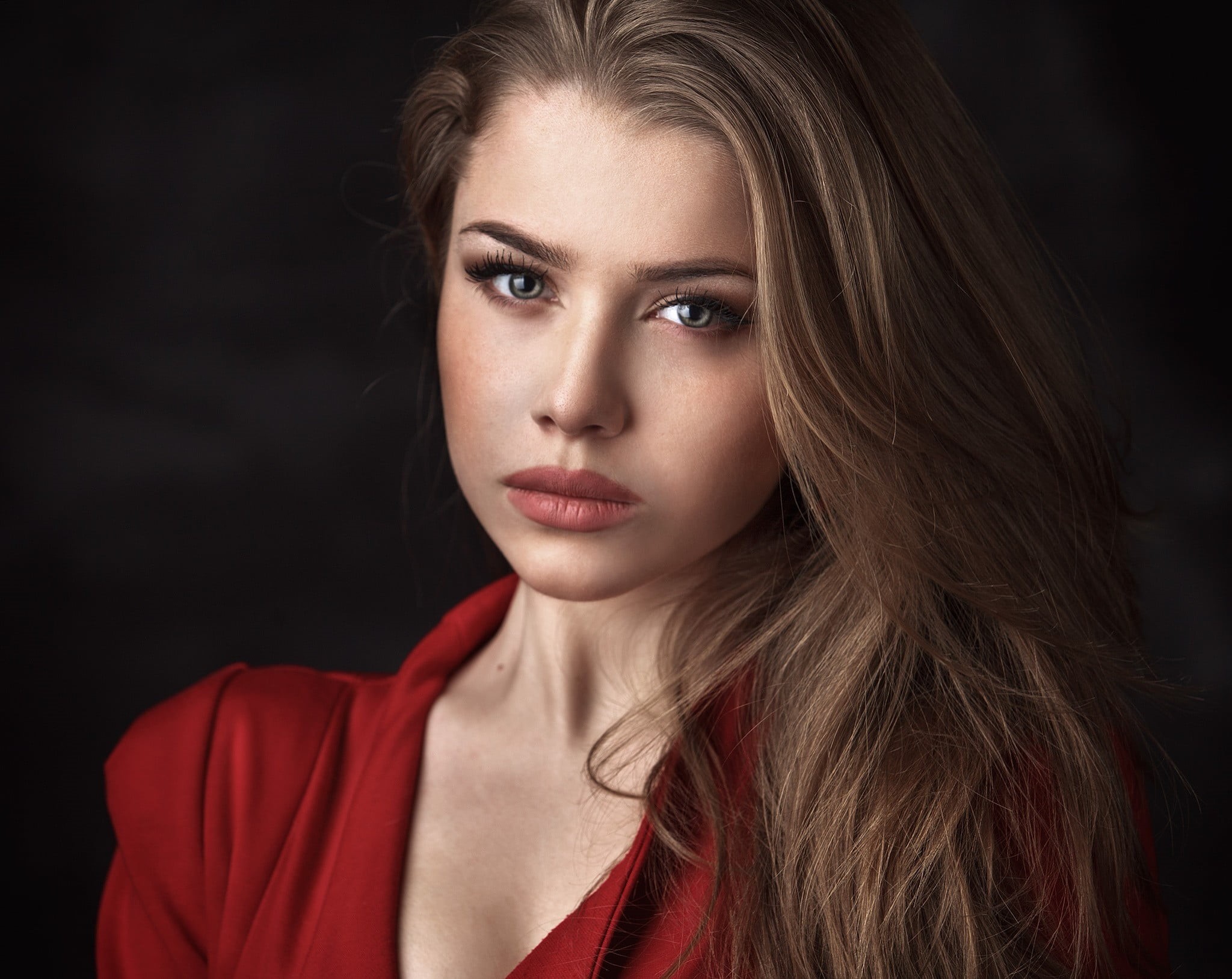 body part, face, studio shot, young adult, one person, fashion model, fashion, model, black background, beautiful people, glamour, 1080P, beautiful woman, HD Wallpaper