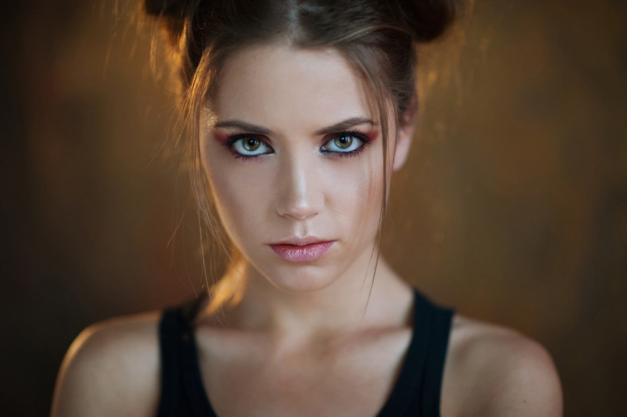 make-up, hairstyle, portrait, human face, one person, lipstick, depression - sadness, kokoreva, face, spaghetti straps, looking at camera, 1080P, beautiful woman, HD Wallpaper