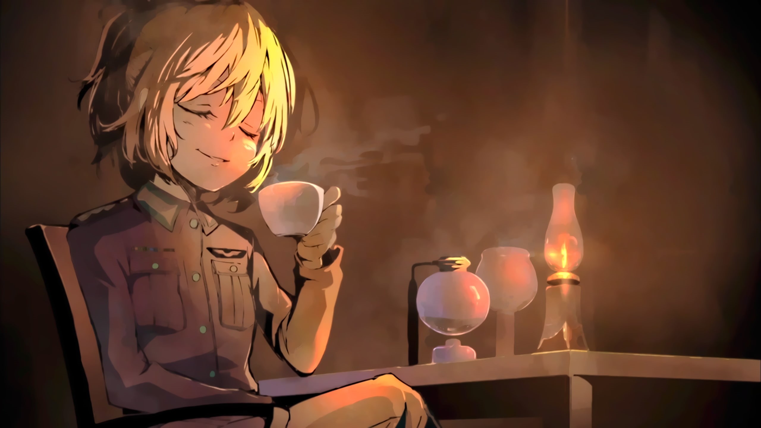 heat - temperature, table, fire, nature, glowing, candle, lifestyles, women, fire - natural phenomenon, flame, one person, Youjo Senki, indoors, burning, HD Wallpaper
