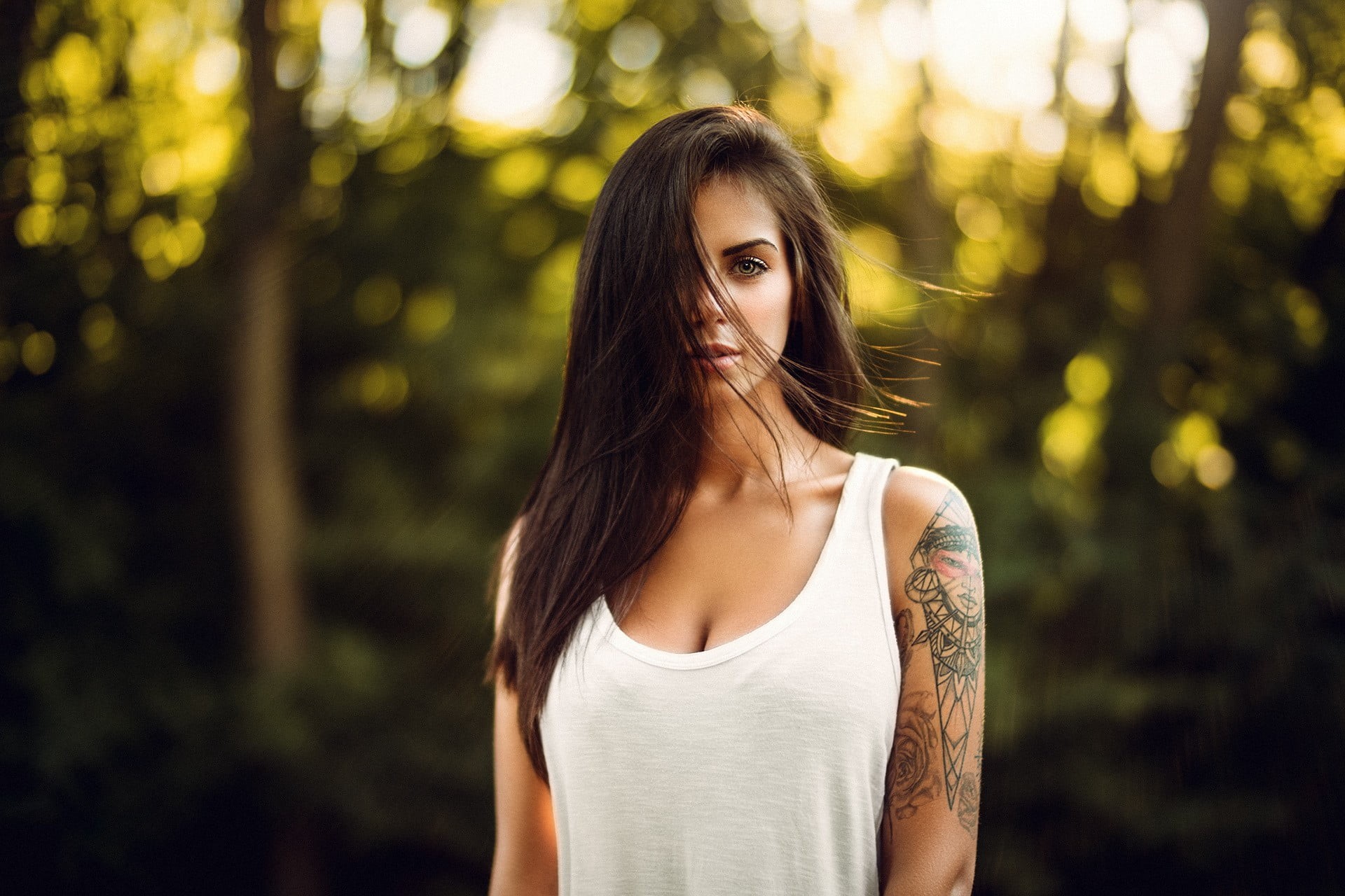 forest, young adult, teenager, beautiful woman, Marlen Valderrama Alvaréz, outdoors, young women, one person, hair, portrait, Martin Kühn, depth of field, HD Wallpaper