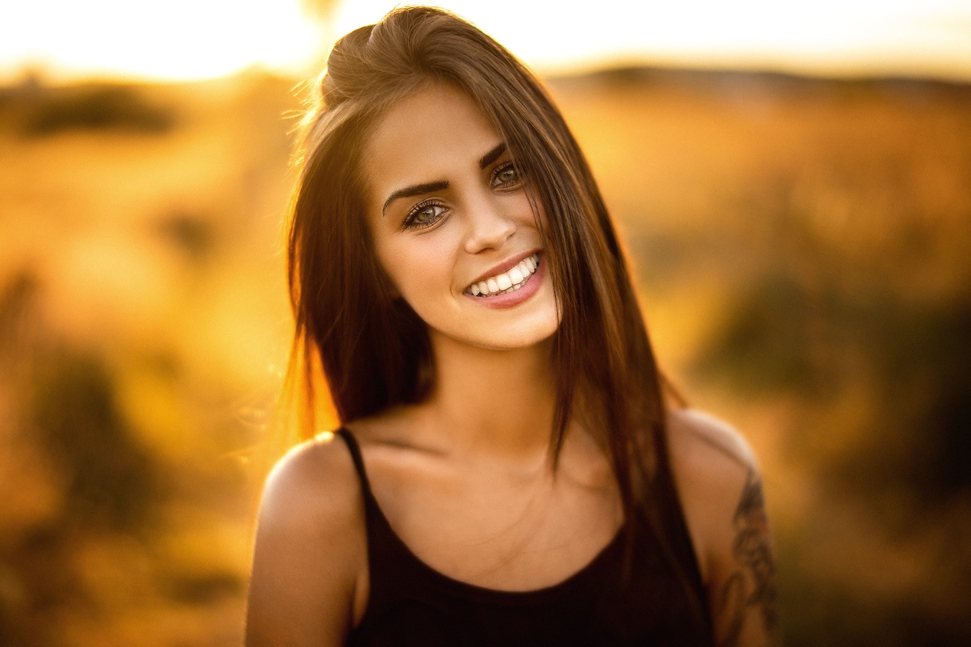 tattoo, Marlen Valderrama Alvaréz, 1080P, women, face, portrait, smiling, HD Wallpaper
