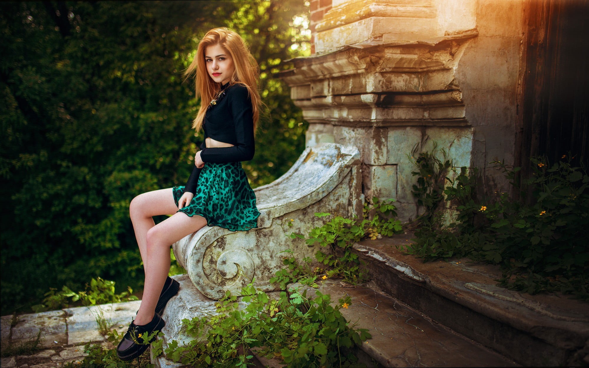 trees, one person, model, fashion, Galina Rover, emotion, full length, hair, blonde, women outdoors, outdoors, adult, young women, casual clothing, lifestyles, HD Wallpaper