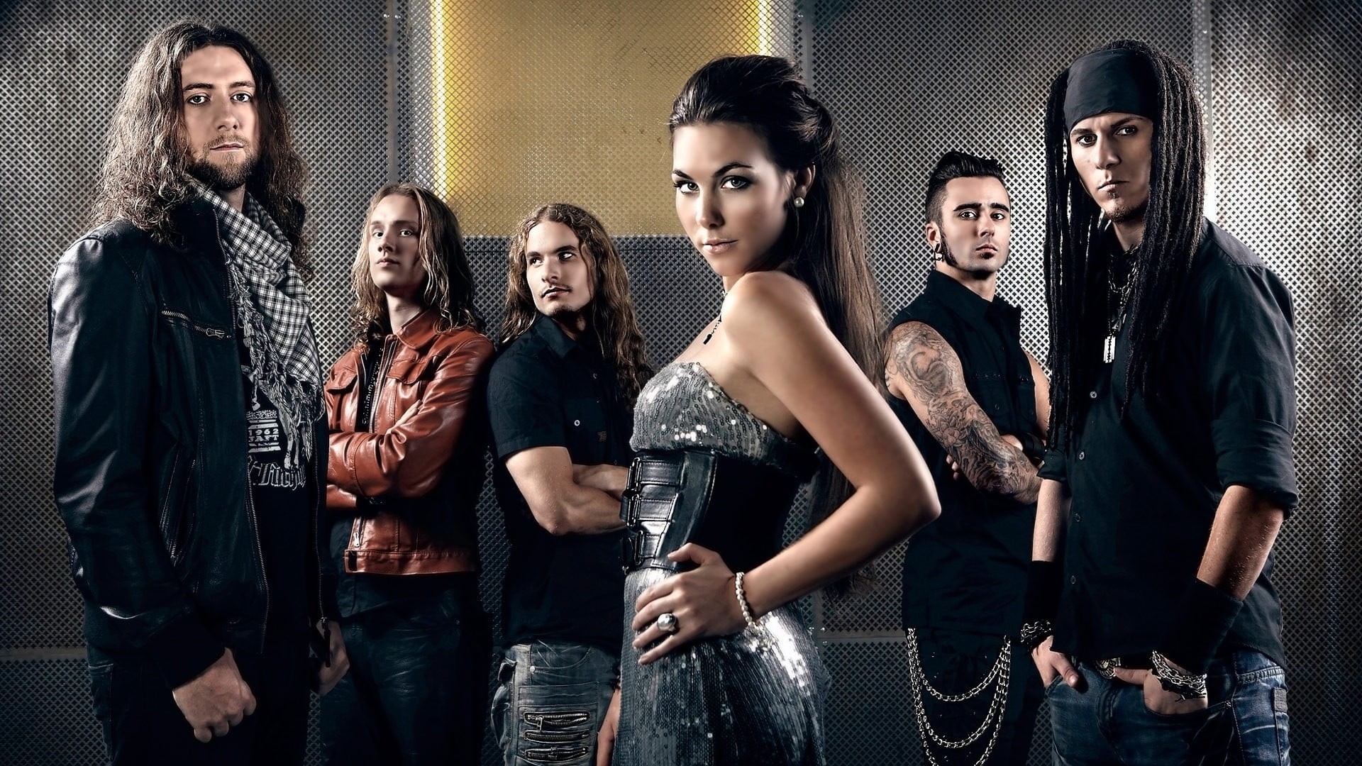 young women, s, band, Amaranthe, zip, party - social event, men, lifestyles, indoors, teenager, nightlife, friendship, metal music, group of people, black, HD Wallpaper