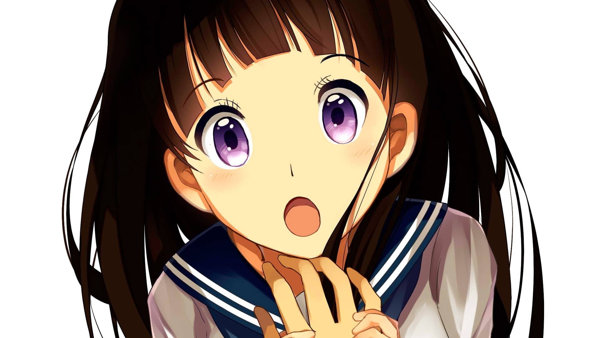 studio shot, human representation, single object, female likeness, Hyouka, portrait, purple, representation, creativity, close-up, indoors, toy, cut out, HD Wallpaper