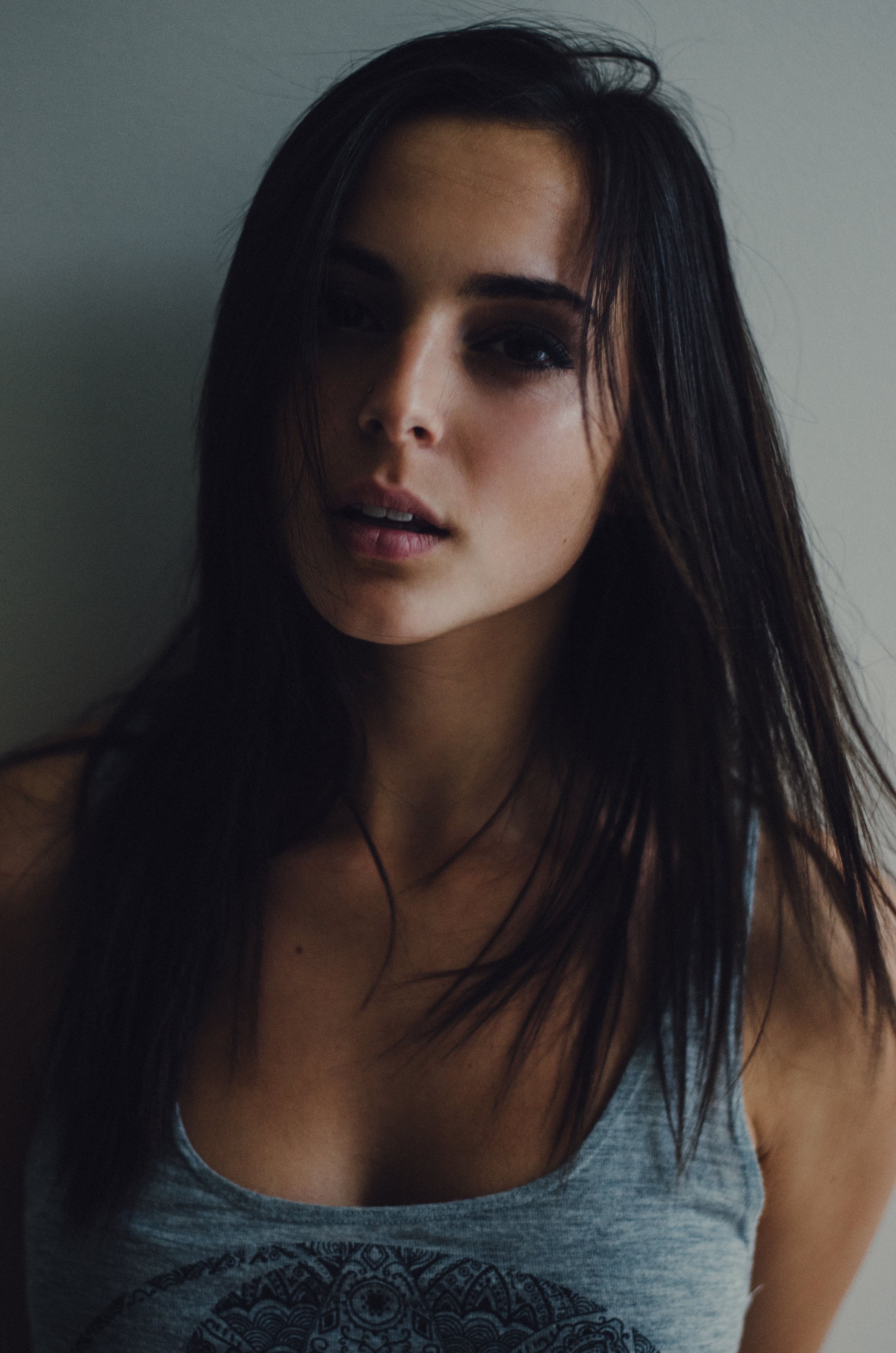 headshot, women, gray, hairstyle, looking at camera, young adult, close-up, human hair, portrait, s, brown hair, beautiful woman, long hair, one person, Phone HD Wallpaper