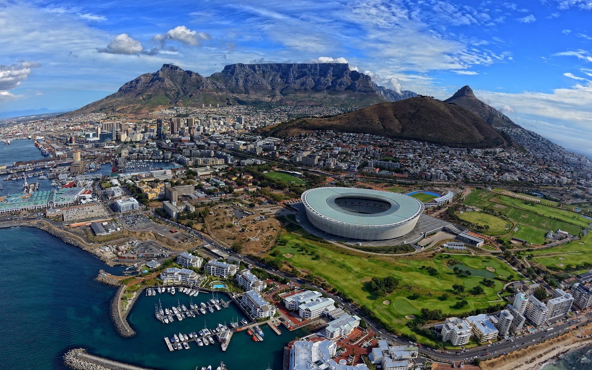Africa, building, South, Ocean, cape, grey, concrete, Atlantic, View, City, CapeTown, Top, blue, 1080P, town, HD Wallpaper