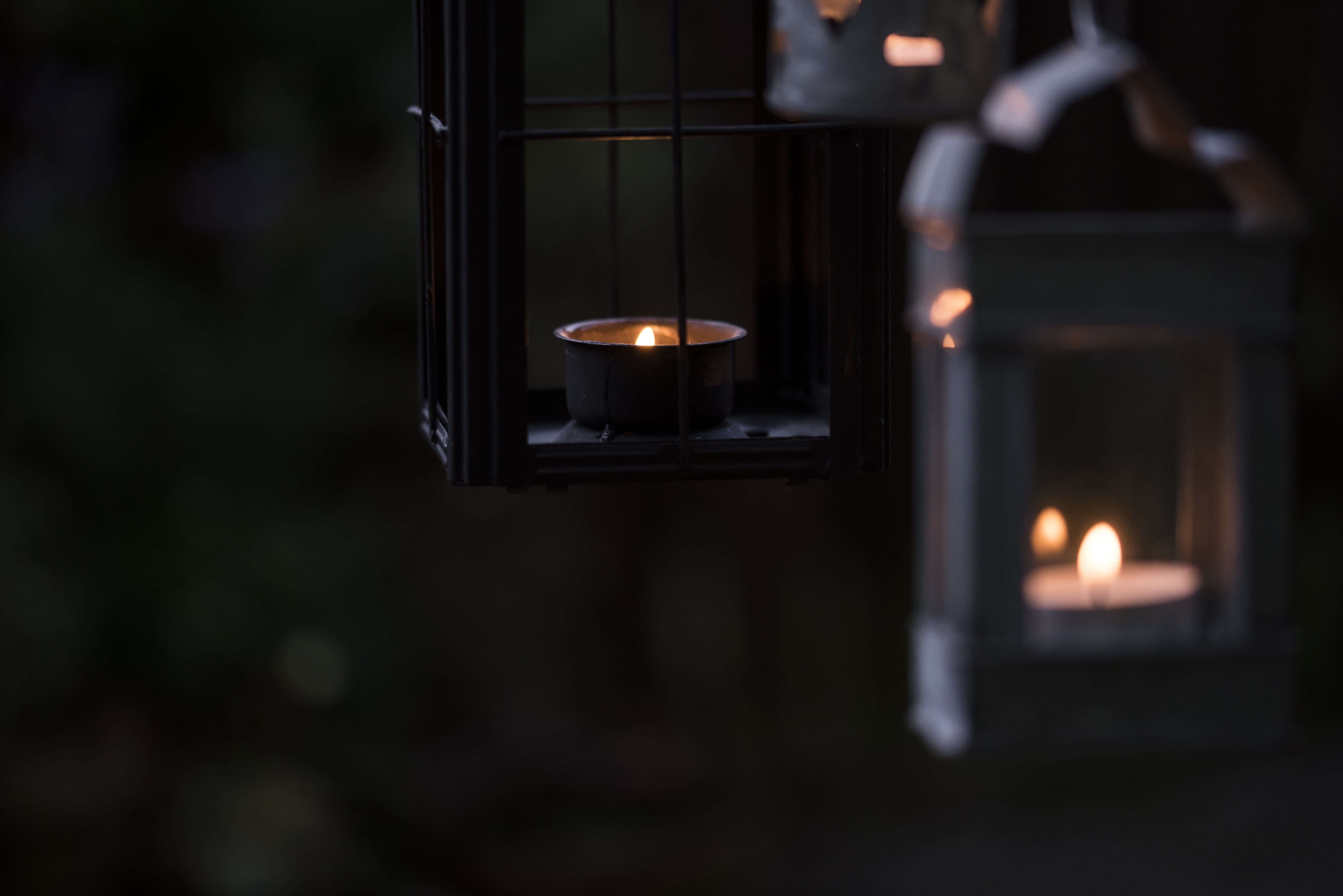 place of worship, night, fire, lighting equipment, no people, focus, dark, candles, evening, two, gray, glowing, close-up, flame, fire - natural phenomenon, HD Wallpaper