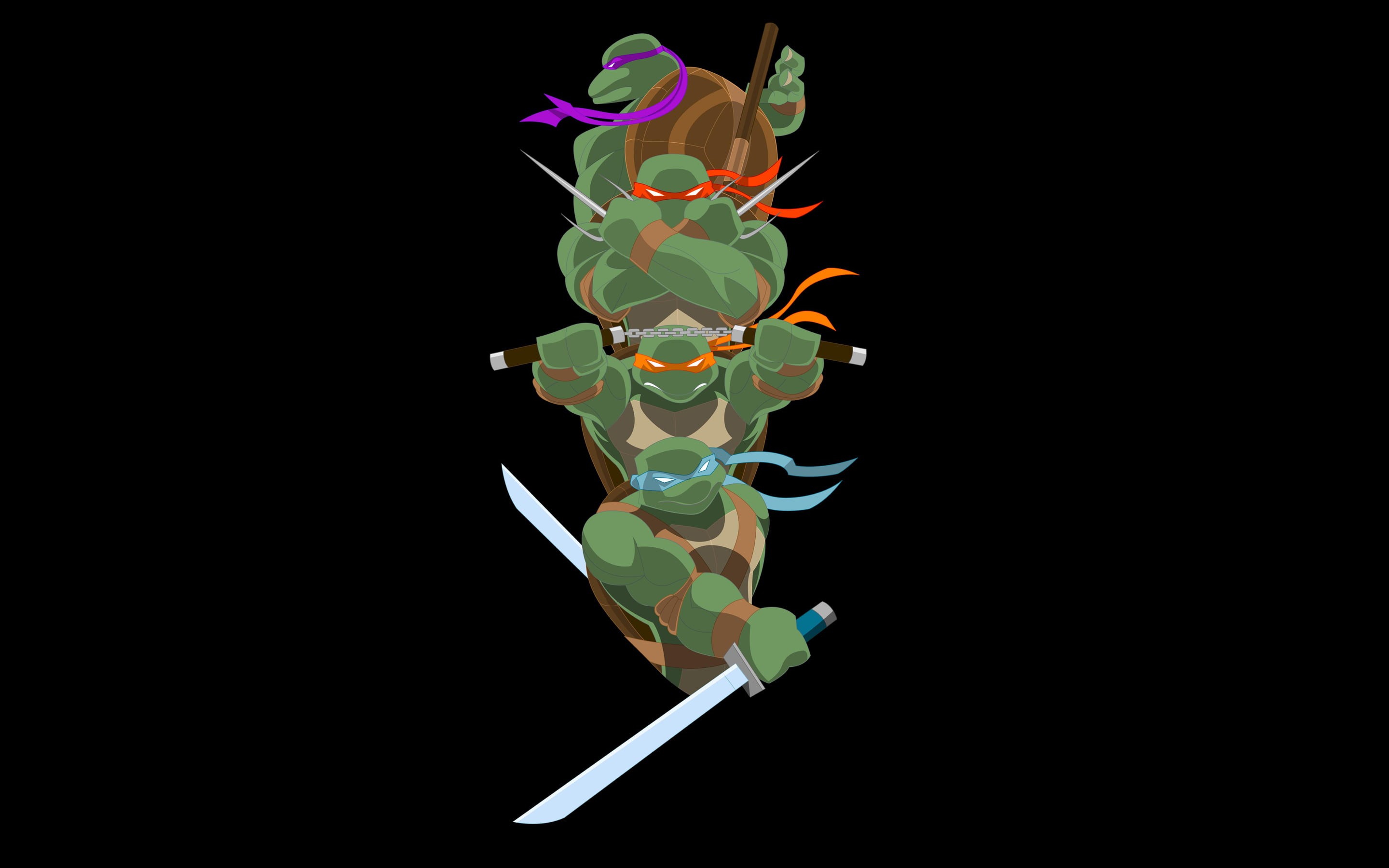 vector, motion, black Color, cut out, isolated, pattern, tmnt, illustration, green color, 2K, close-up, art and craft, fragility, minimalism, copy space, HD Wallpaper