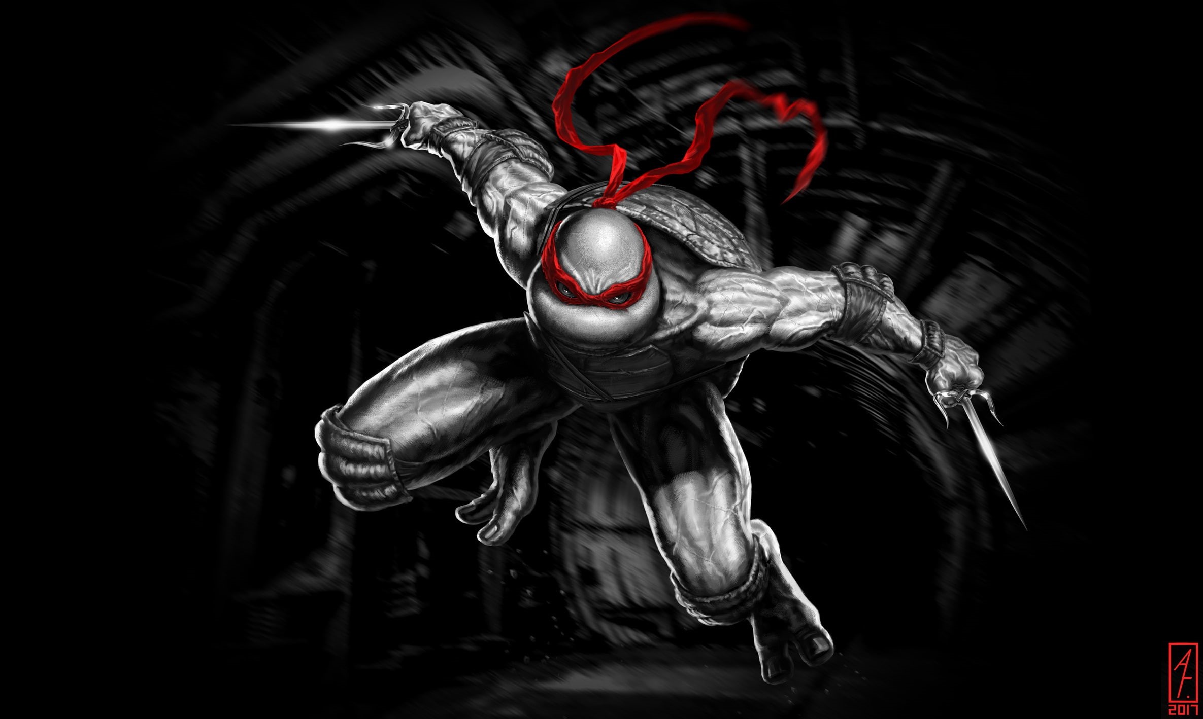 Teenage Mutant Ninja Turtles, 1080P, selective coloring, artwork, HD Wallpaper