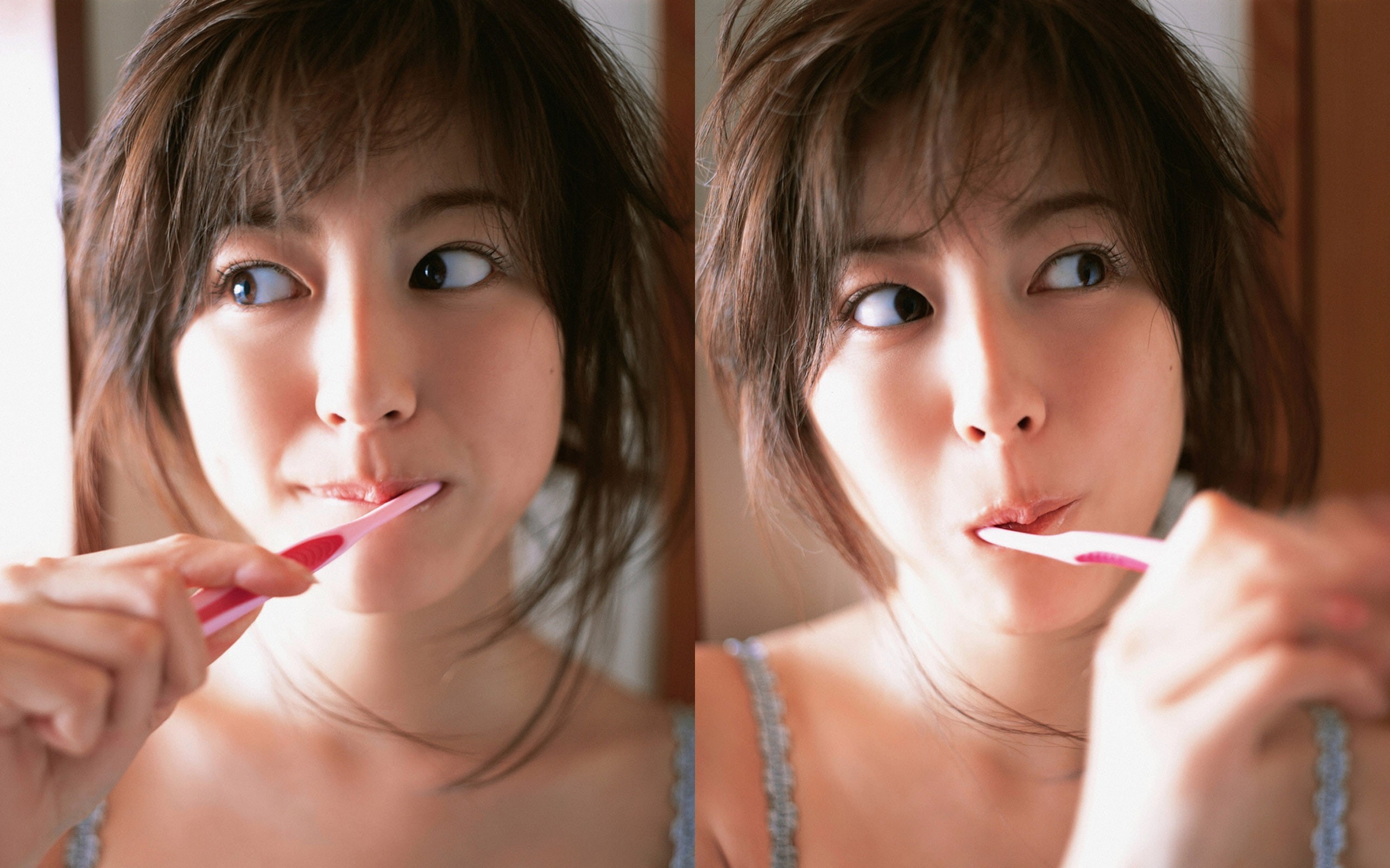 indoors, human body part, two people, sister, human lips, child, childhood, Yumi Sugimoto, human face, close-up, model, females, lipstick, Asian, women, HD Wallpaper