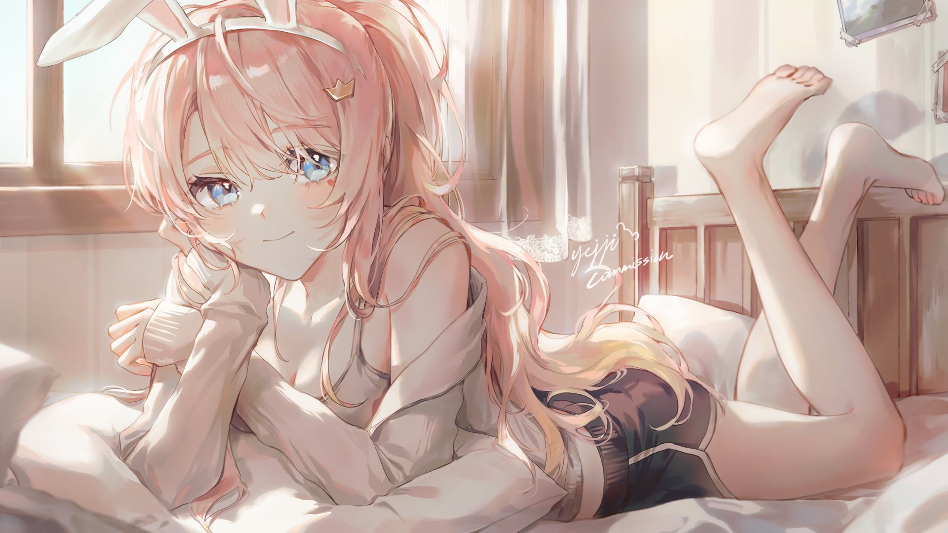 feet in the air, 1080P, Kellymonica02, anime girls, barefoot, HD Wallpaper