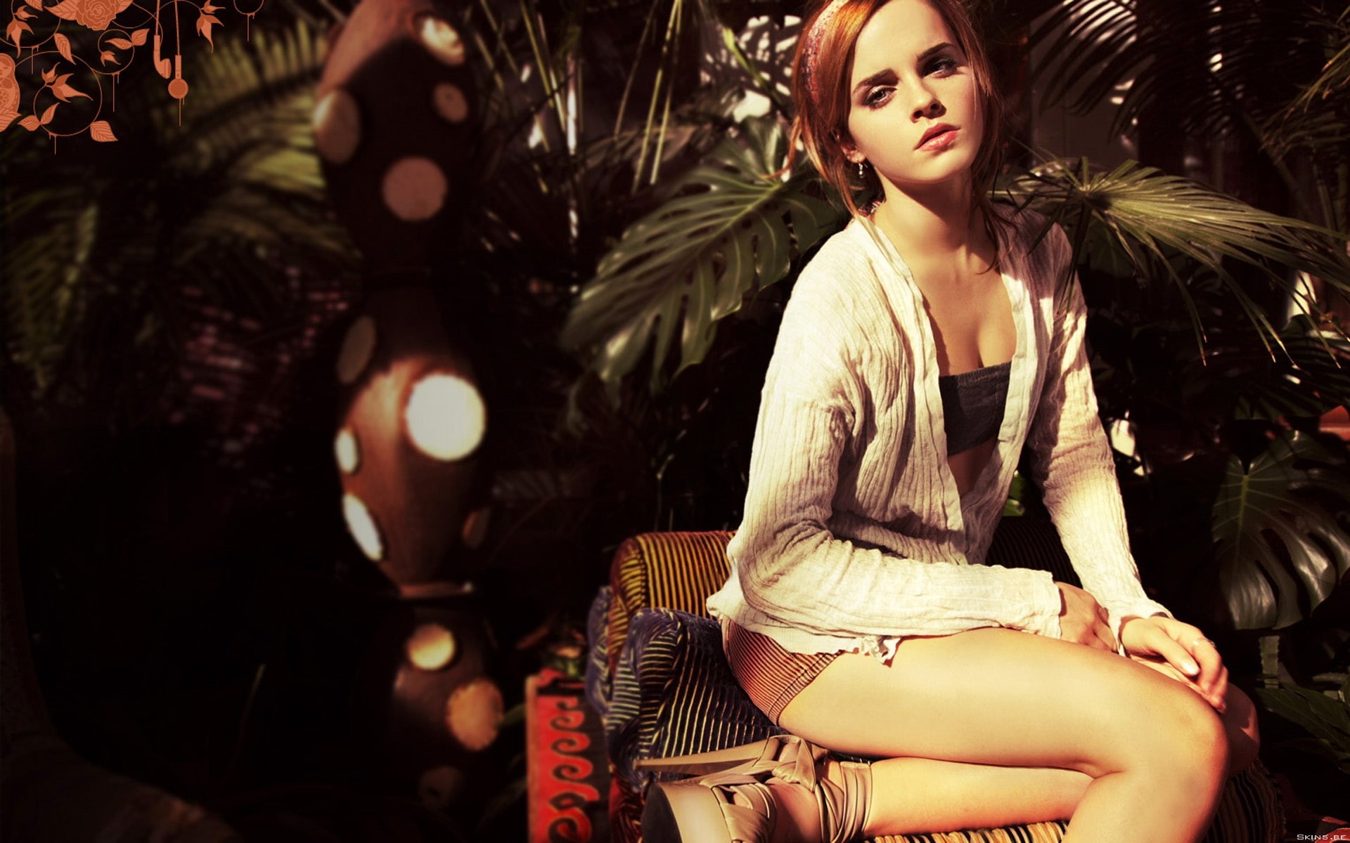 s, emma, cardigan, 1080P, brown, watson, women, HD Wallpaper