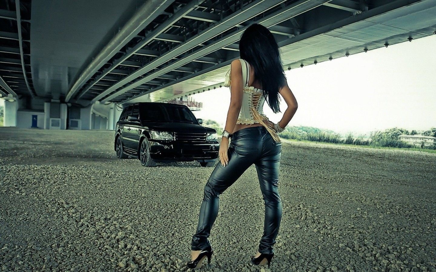 transportation, one person, women, hairstyle, fashion, Range Rover, pants, car, long hair, full length, leather, outdoors, s, real people, leisure activity, HD Wallpaper