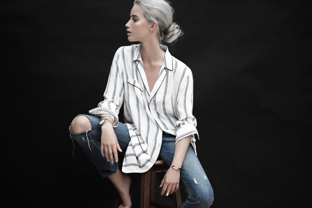 young adult, looking, beautiful woman, studio shot, casual clothing, platinum blonde, one person, cut out, front view, fashion, adult, hairstyle, black background, HD Wallpaper
