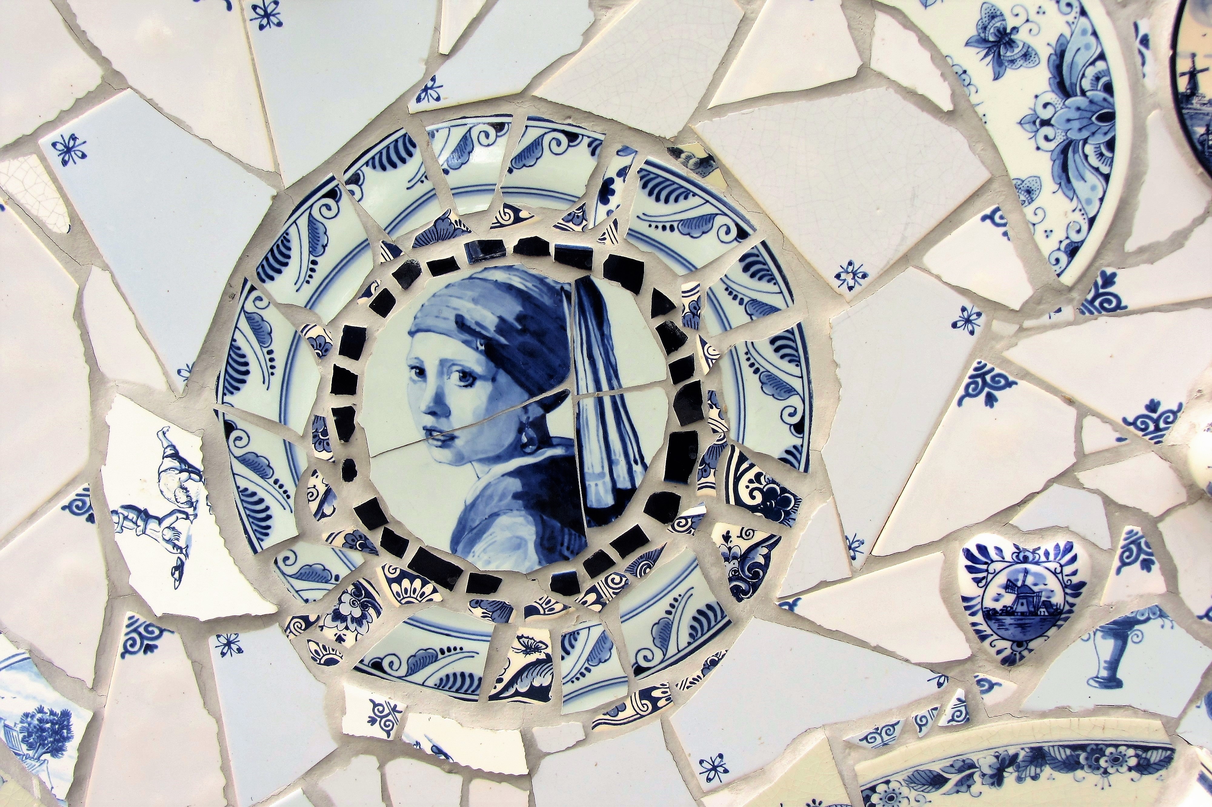 delfts blue, built structure, floral pattern, full frame, puzzle, mosaic, no people, day, blue, religion, indoors, pieces of the puzzle, netherlands, representation, HD Wallpaper