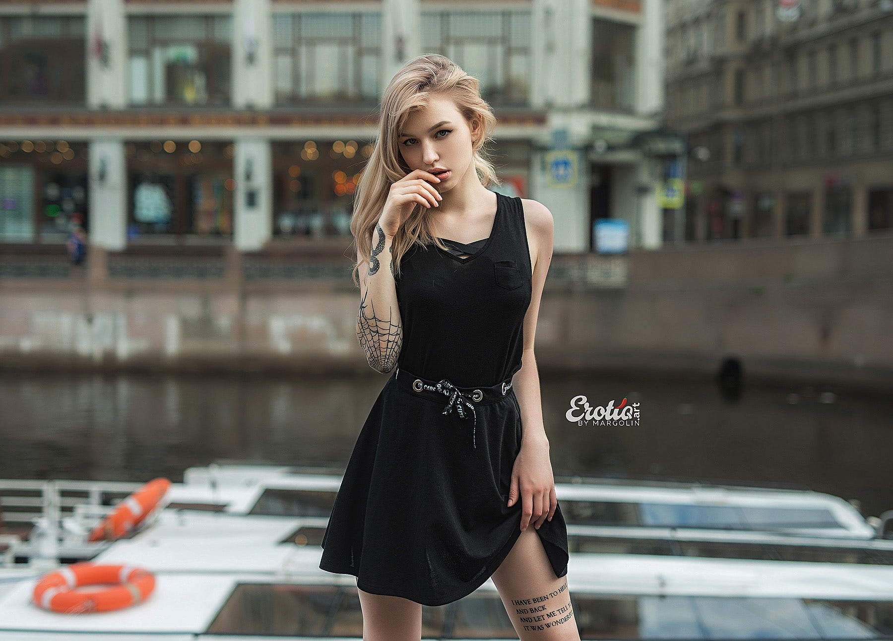 beauty, brunette, portrait, hairstyle, blond hair, three quarter length, 720P, women, young women, built structure, one person, outdoors, s, architecture, HD Wallpaper