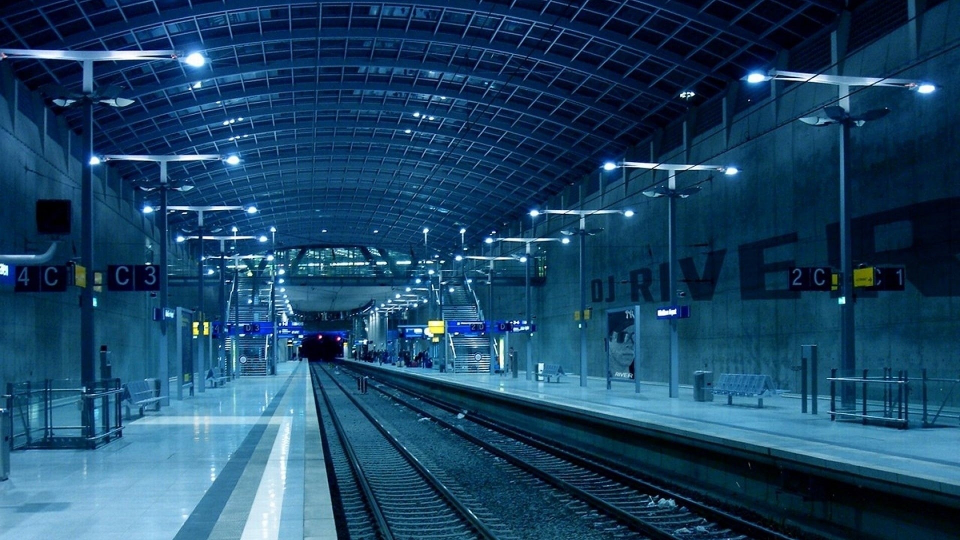 1080P, subway, interior, night, train station, HD Wallpaper