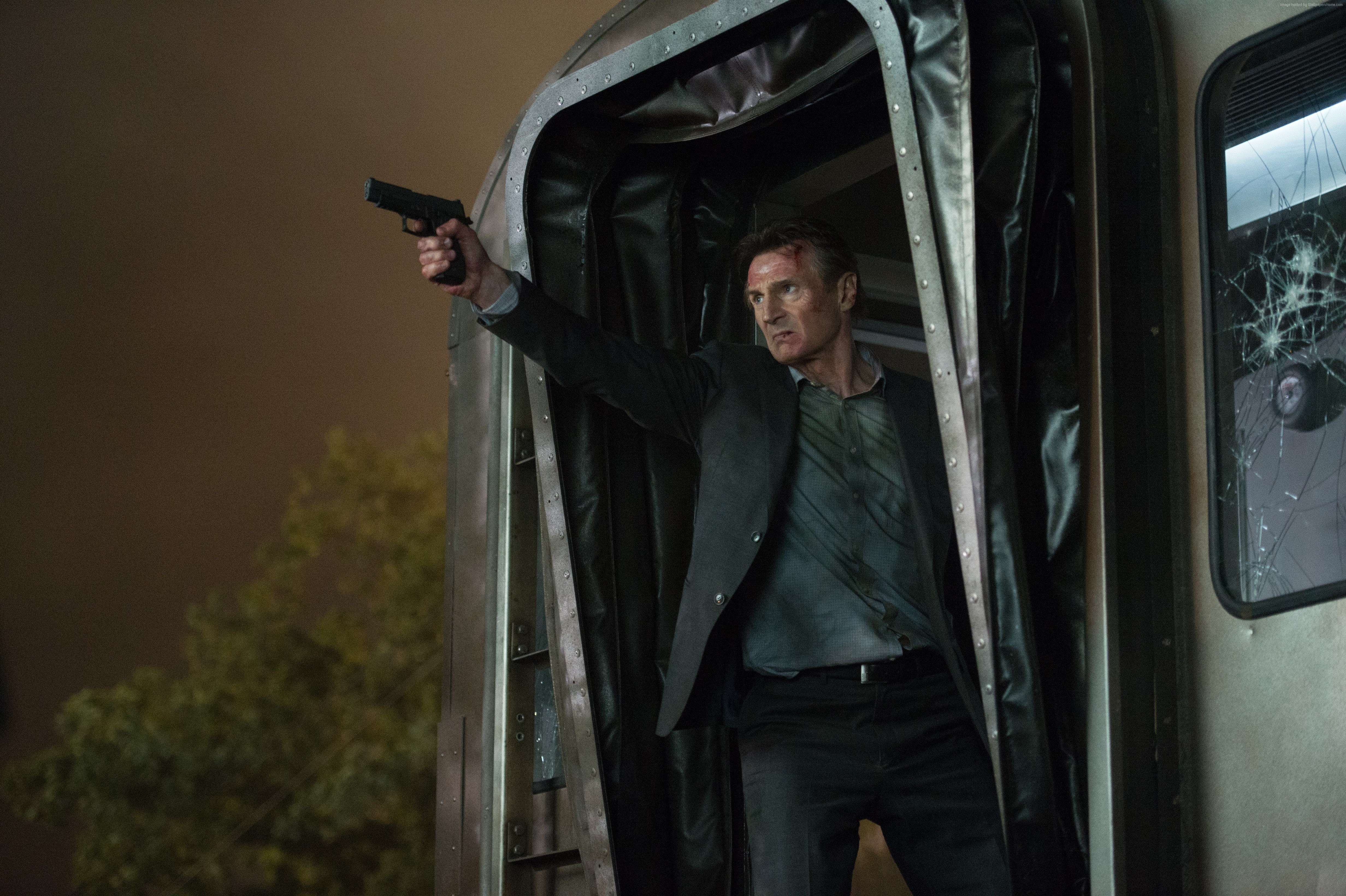 front view, males, men, The Commuter, three quarter length, looking, Liam Neeson, one person, lifestyles, aggression, mature men, 4K, real people, weapon, HD Wallpaper
