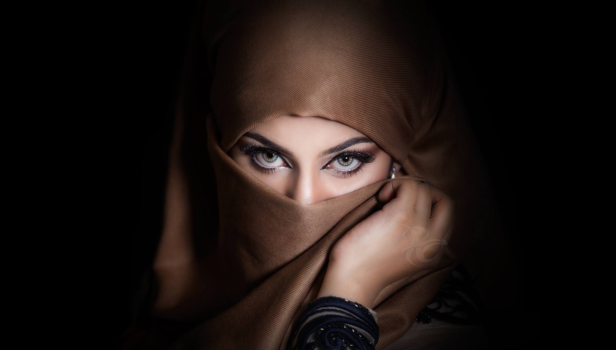 1080P, smoky eyes, women, Muslim, HD Wallpaper