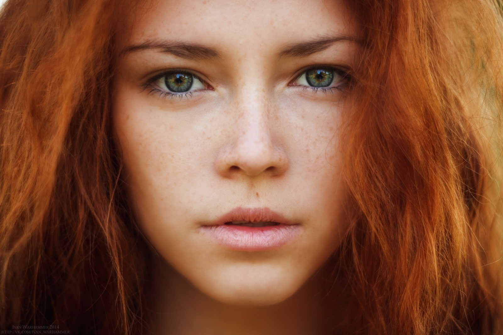 Ivan Warhammer, redhead, women, hazel eyes, 720P, freckles, face, HD Wallpaper