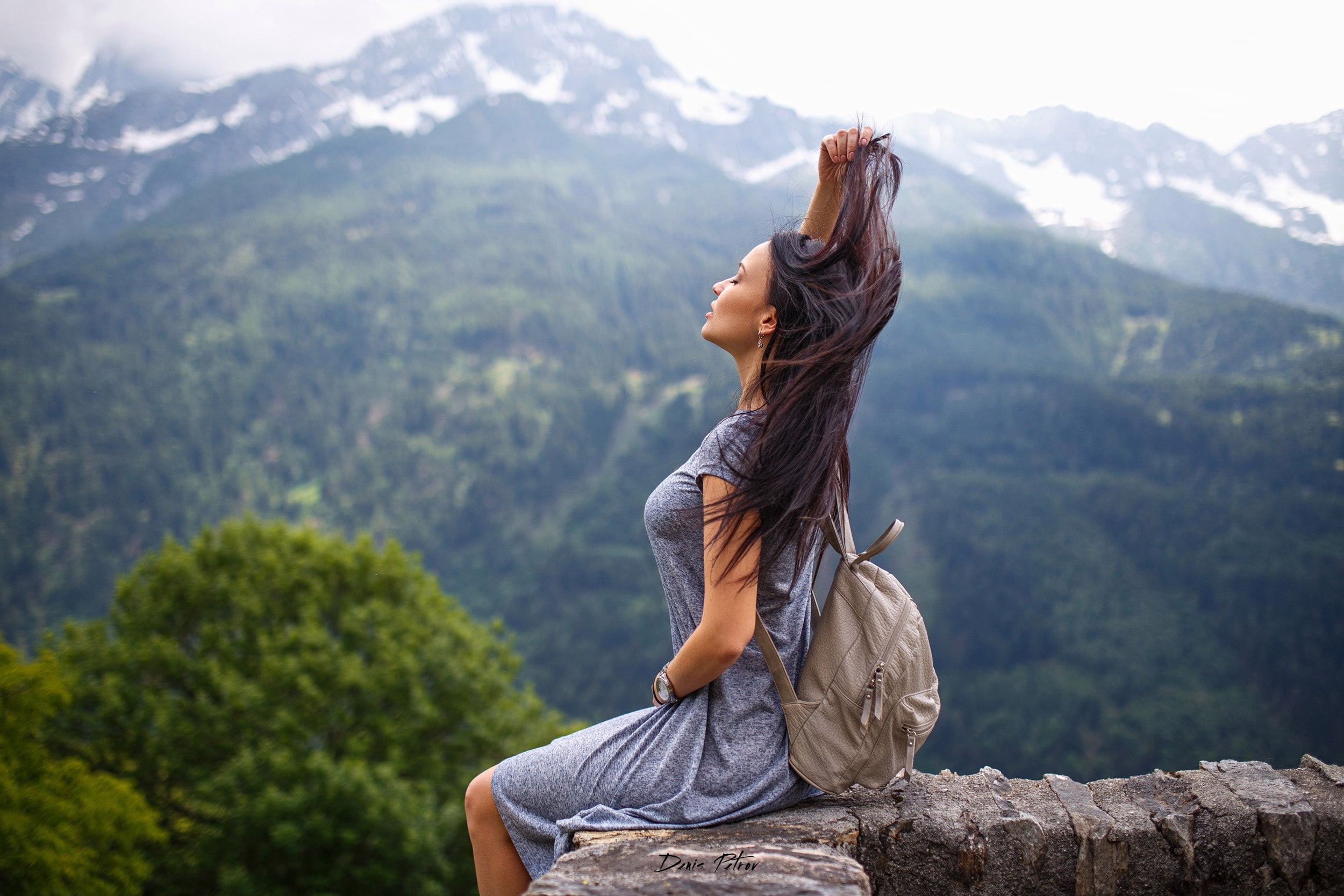 day, tranquil scene, women, casual clothing, scenics - nature, young adult, tranquility, hairstyle, lifestyles, depth of field, mountains, looking at view, HD Wallpaper