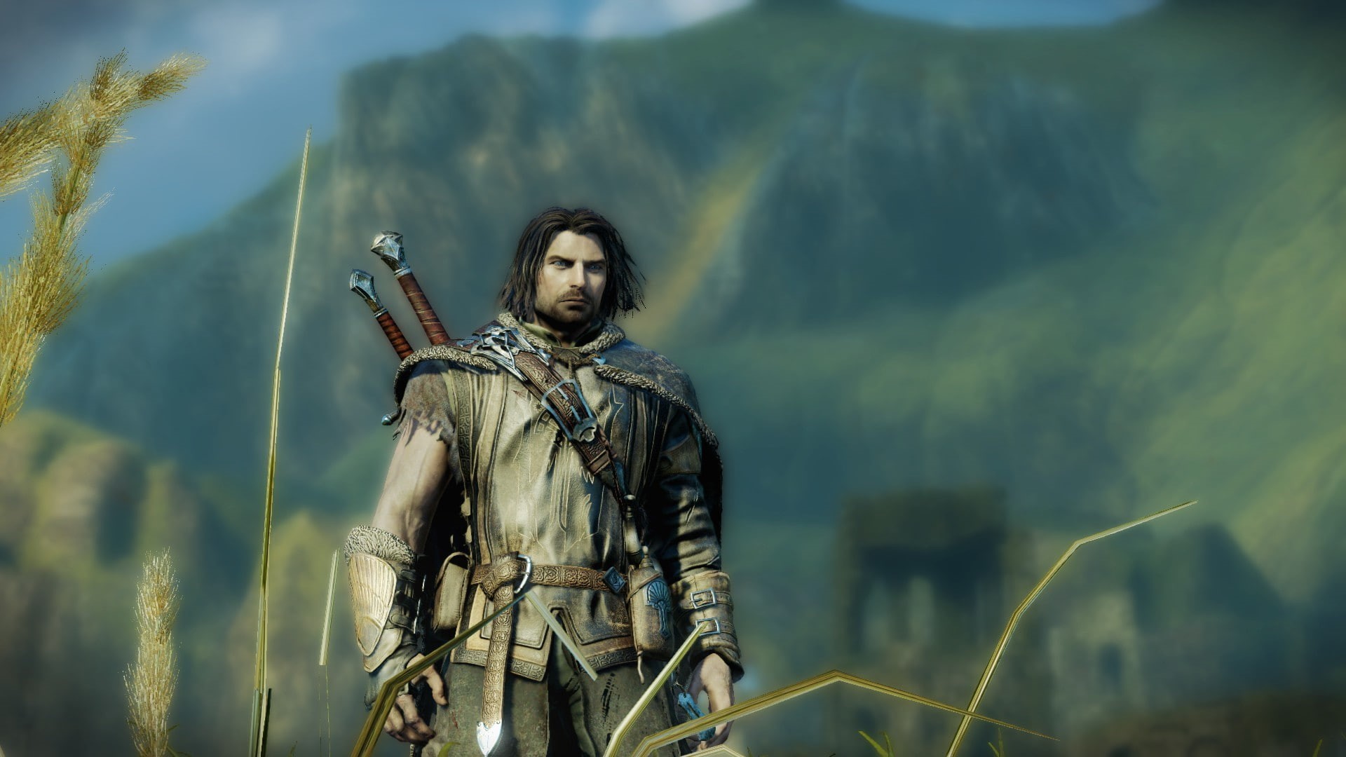 land, Middle-earth: Shadow of Mordor, nature, plant, mountain, Talion, day, beauty in nature, young men, portrait, focus on foreground, young adult, leisure activity, HD Wallpaper