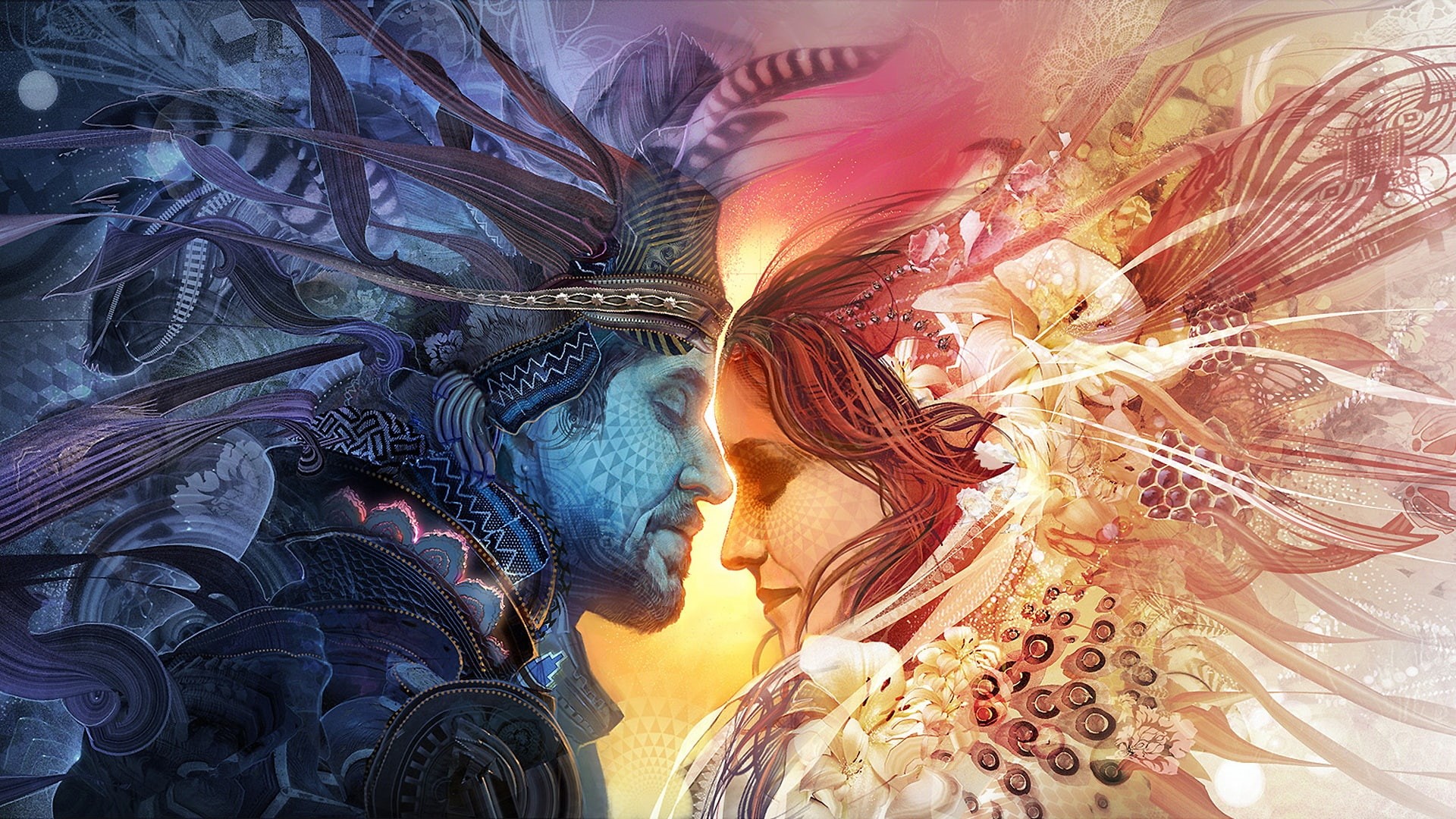 love, Native Americans, 1080P, abstract, psychedelic, Android Jones, HD Wallpaper