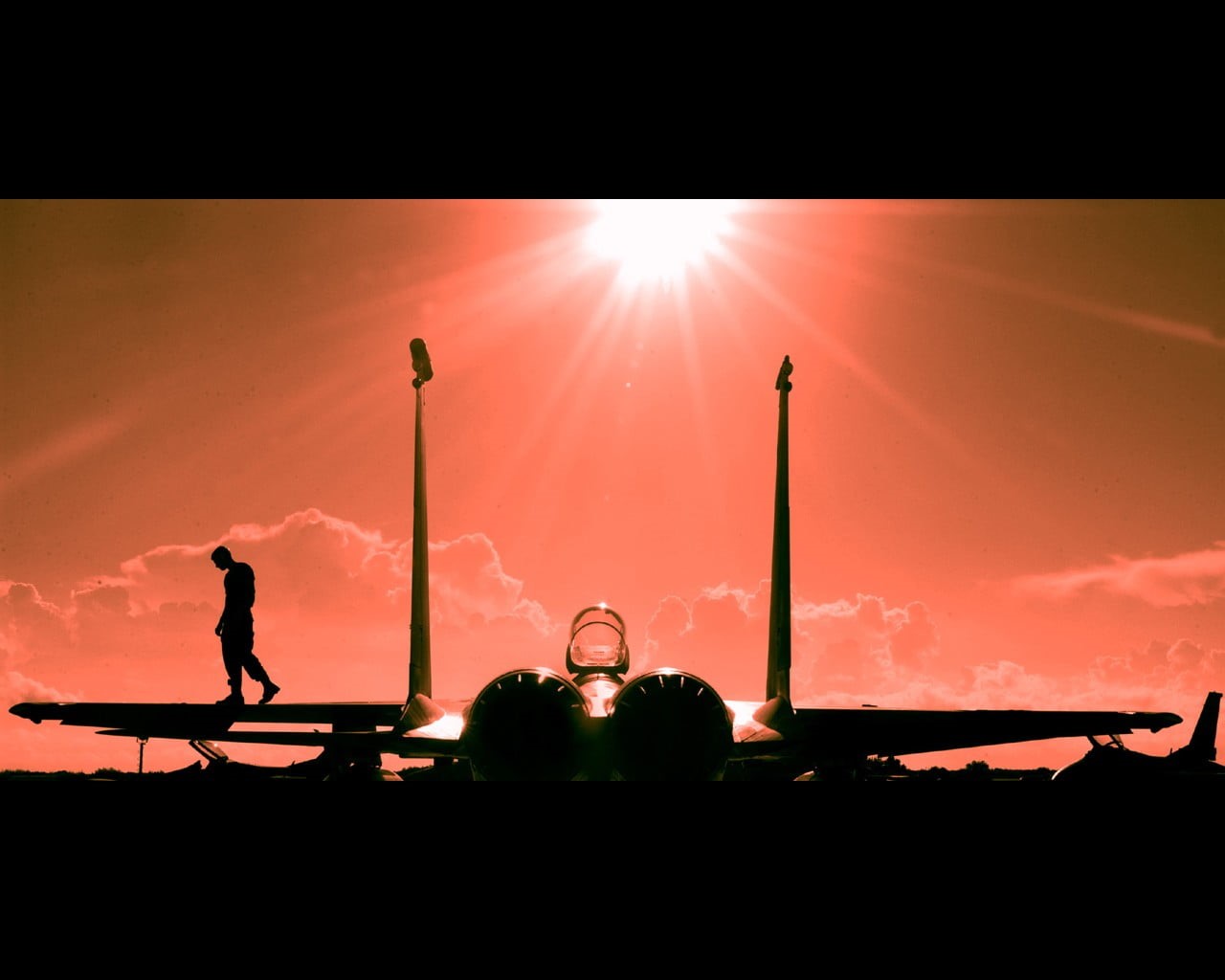 adult, low angle view, outdoors, people, men, military, jet fighter, built structure, McDonnell Douglas F-15 Eagle, silhouette, lifestyles, military aircraft, HD Wallpaper