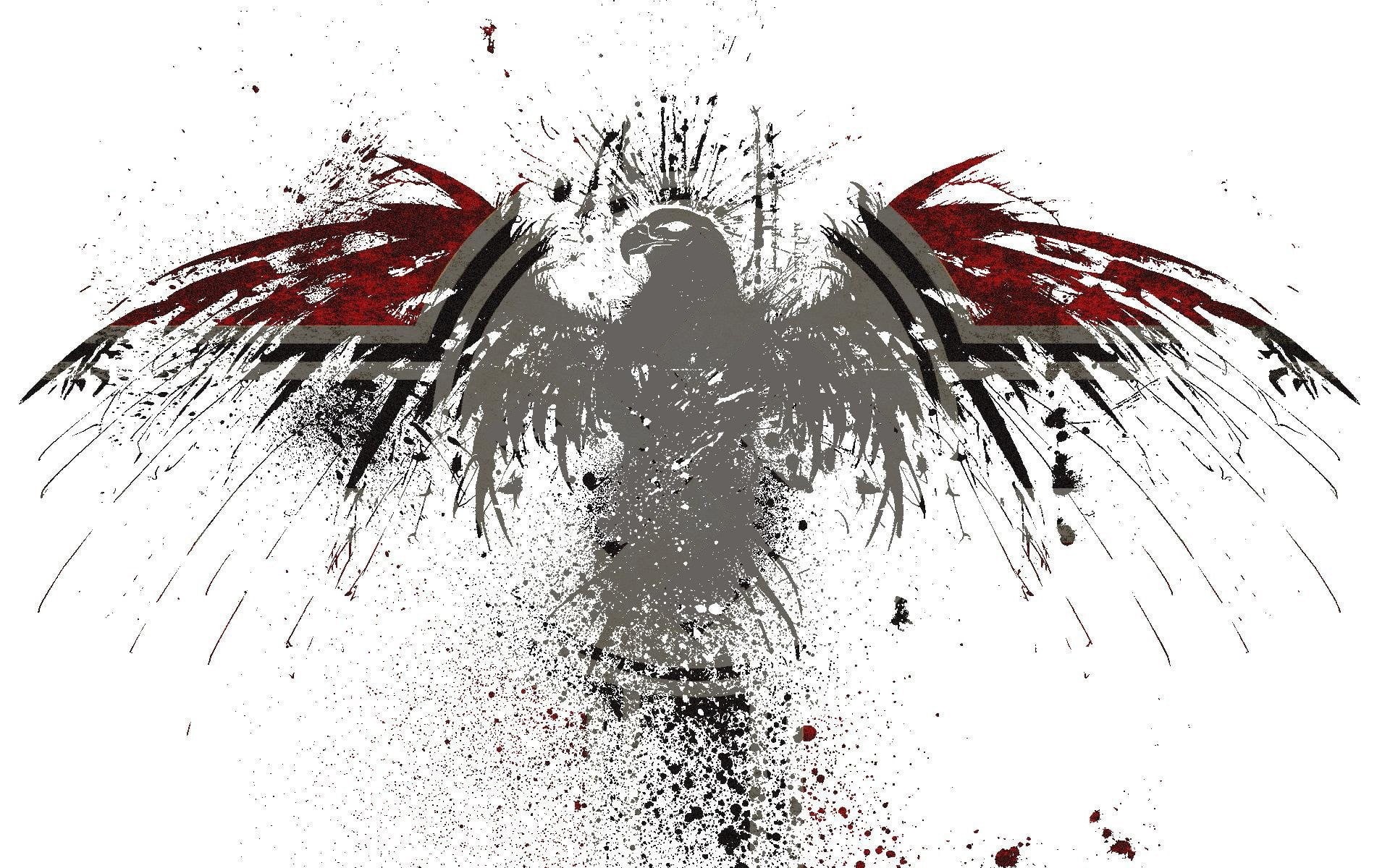 studio shot, digital composite, low angle view, wet, logo, white background, water, drop, snow, plant, red, no people, indoors, eagle, close-up, nature, HD Wallpaper
